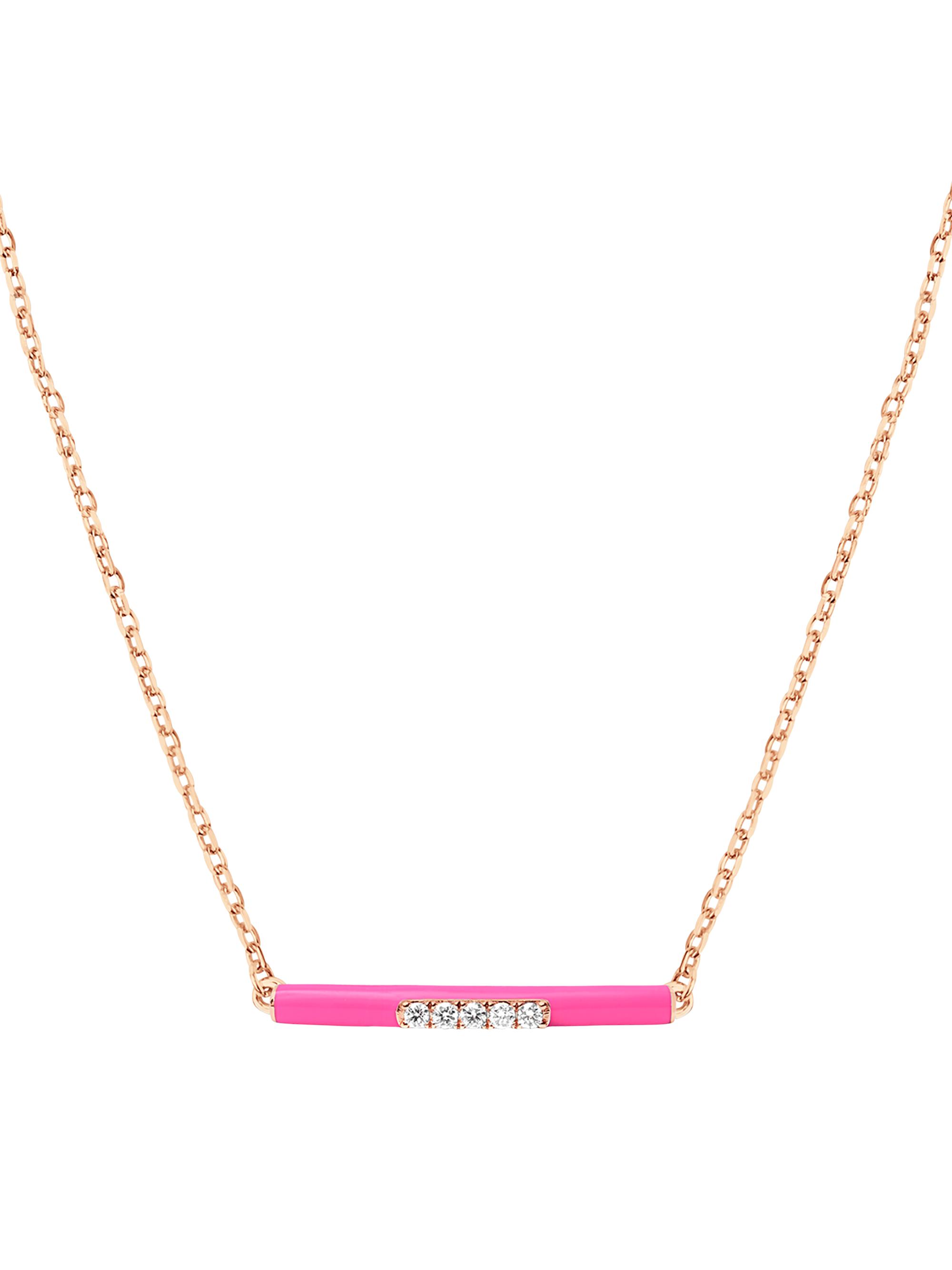Djula Women's Marbella 14K Gold, Pink Enamel & Diamond Bar Necklace - Pink Gold