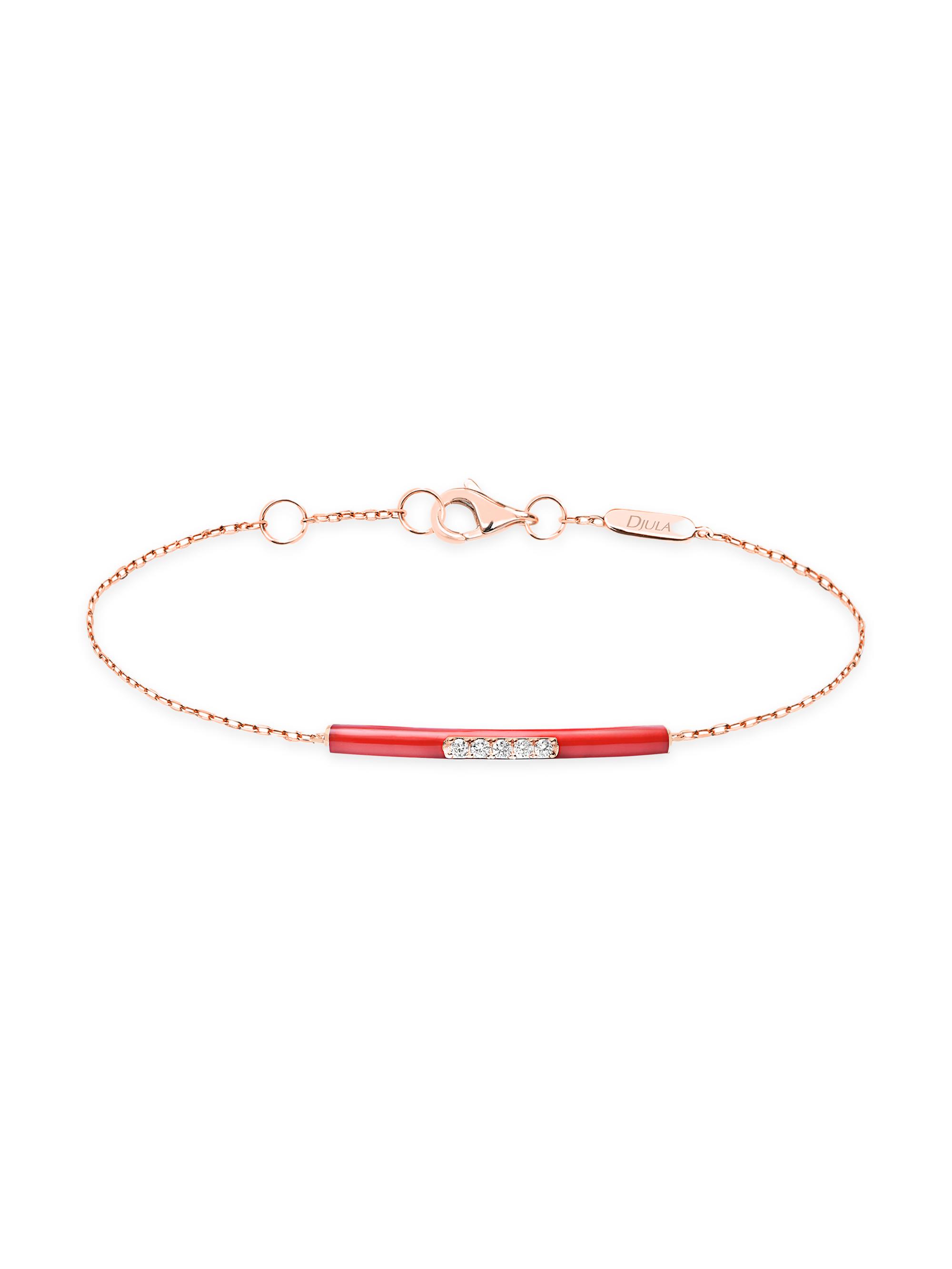 Djula Women's Marbella Red Enamel 14K Gold Diamond Bracelet - Pink Gold