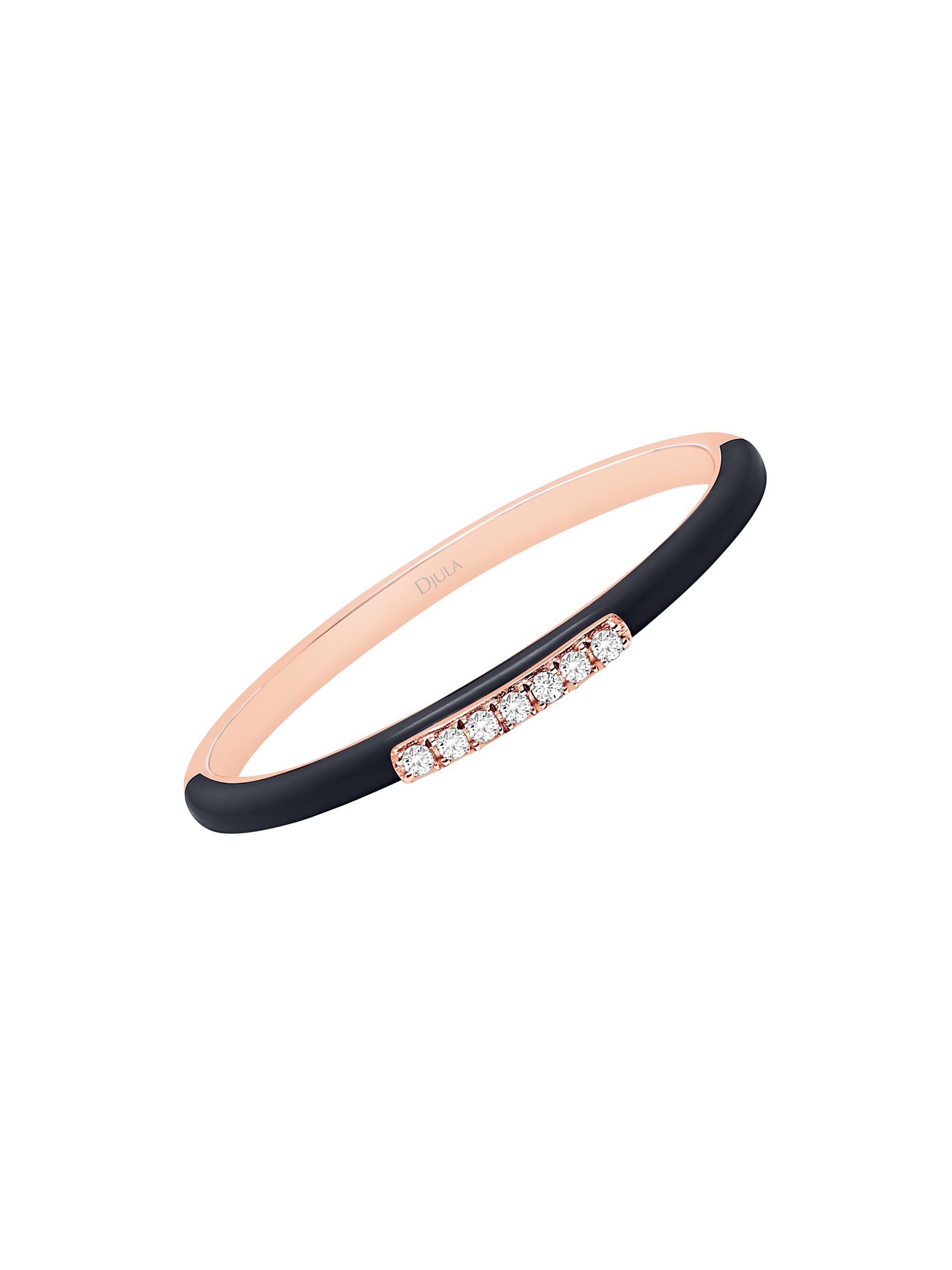 Djula Women's Marbella 14K Rose Gold, Black Enamel, & Diamond Ring - Pink Gold
