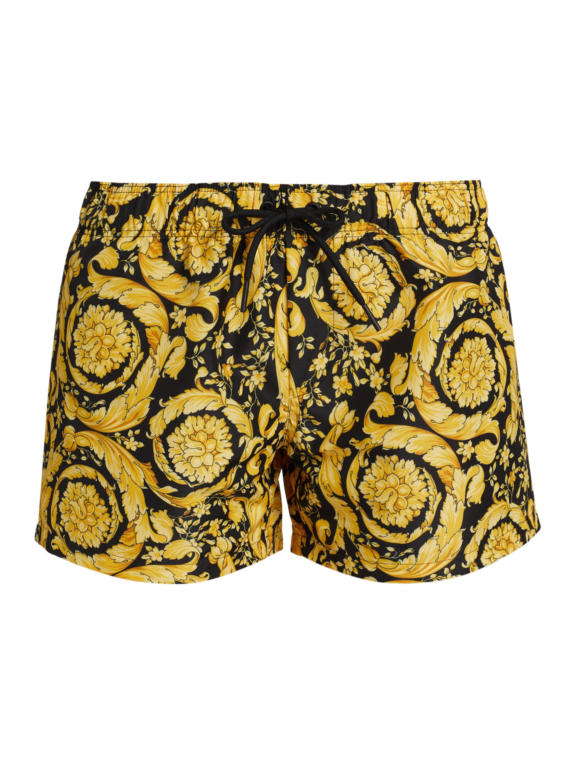 Versace Women's Printed Elasticized Swim Shorts - Gold Print