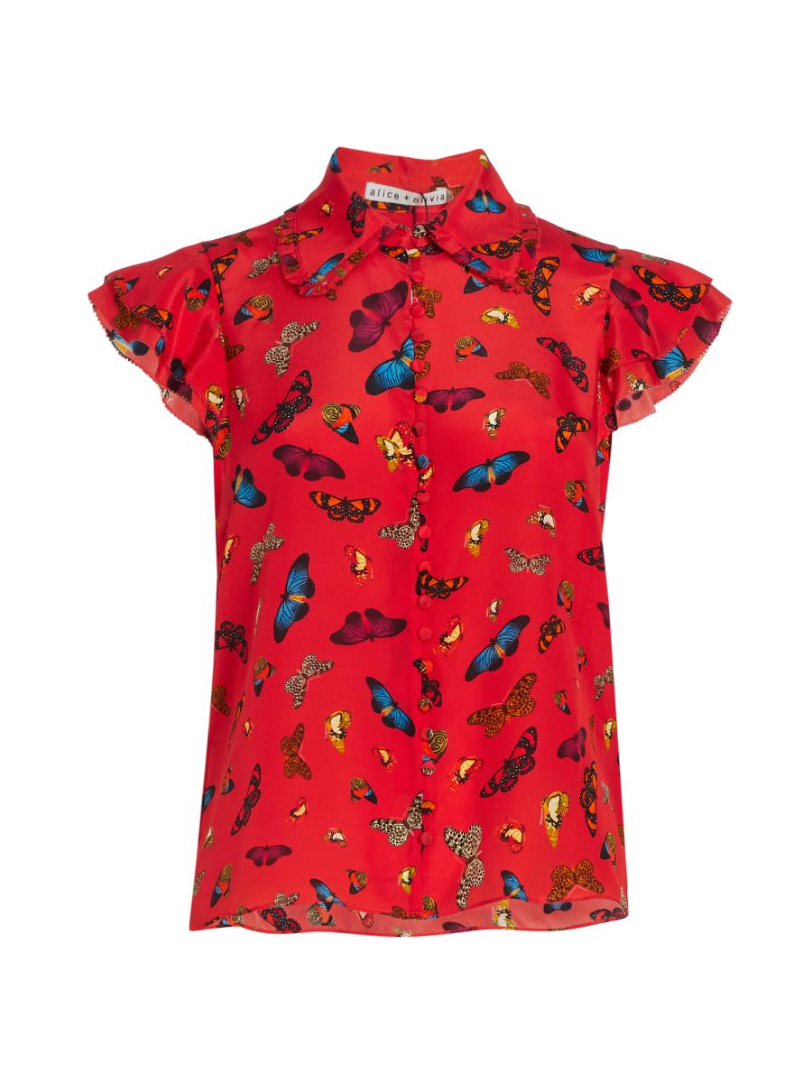 Shop Alice + Olivia Martel Butterfly Print Blouse | Saks Shop Alice + Olivia Martel Butterfly Print Blouse | Saks