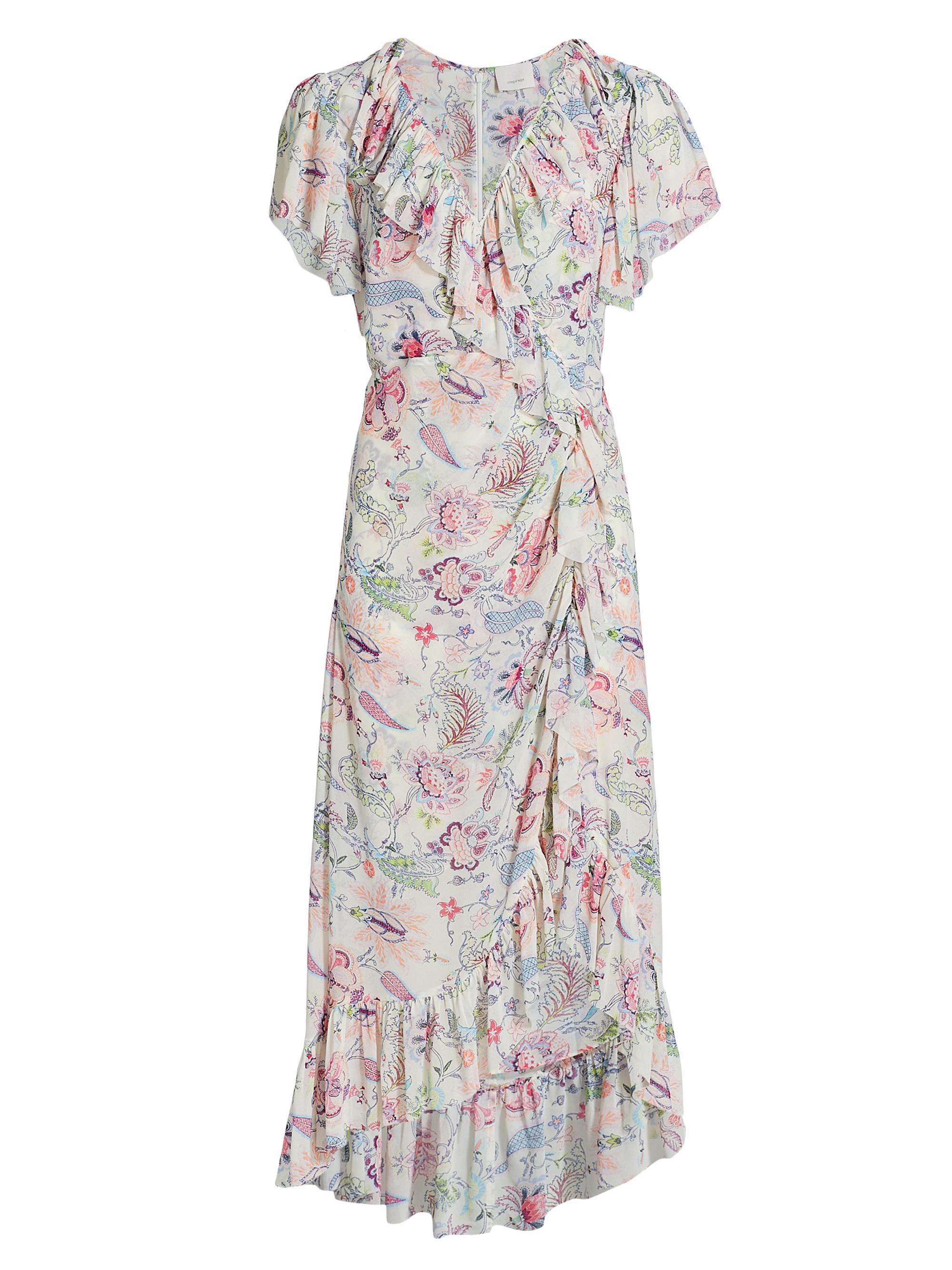 CINQ A SEPT Women's Sheilla Floral Ruffle Midi-Dress - Celeste Multi