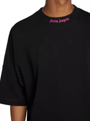 Palm Angels Doubled Logo Longsleeve T-Shirt White/Black/Fuschsia