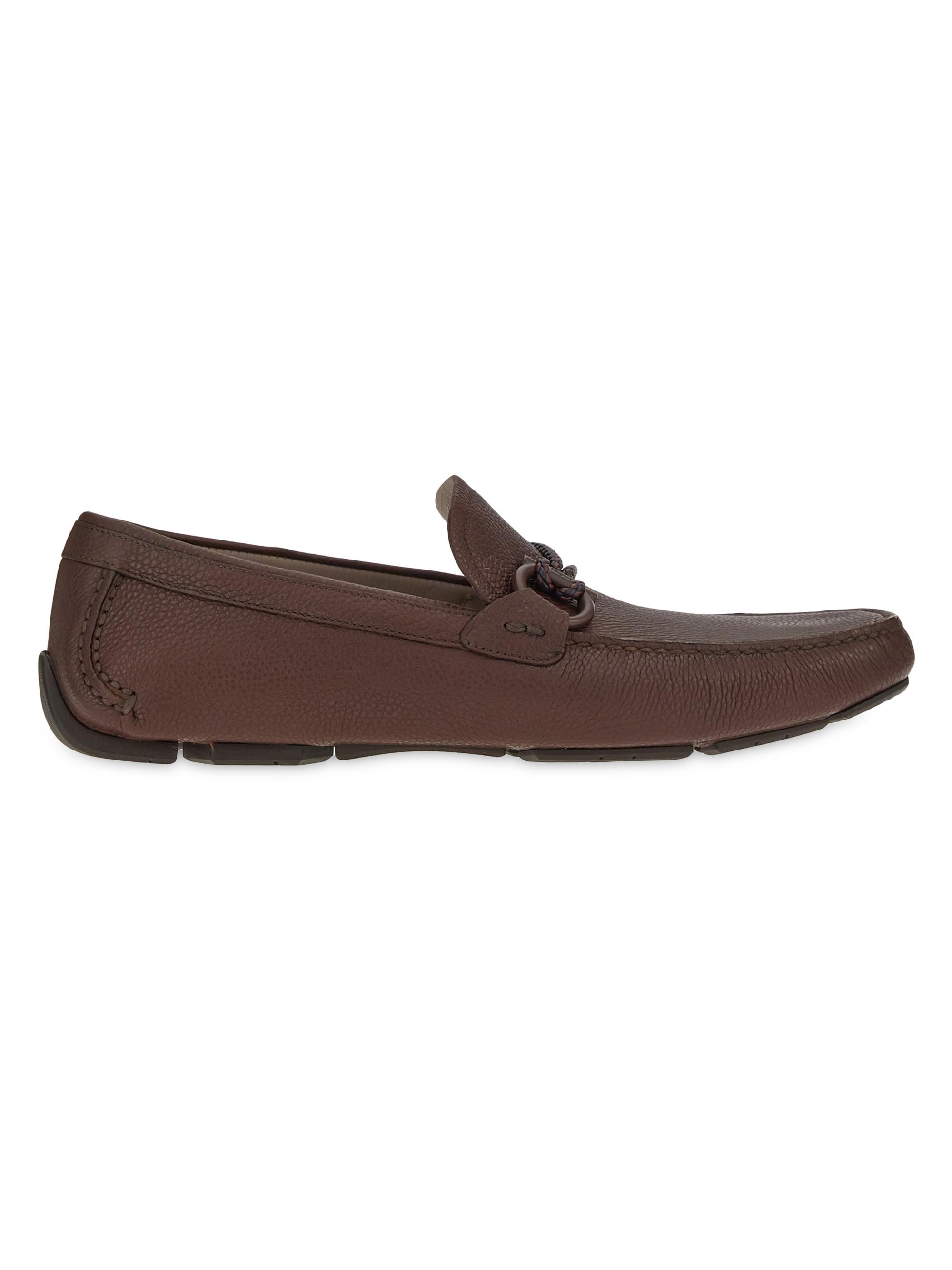 FERRAGAMO Men's Front Four Driver Loafers - Chocolate