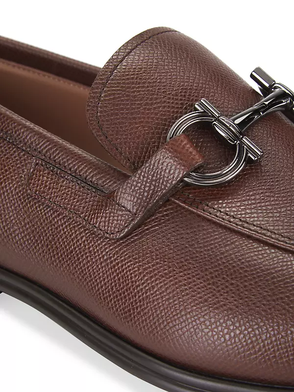 Shop FERRAGAMO Scarlet Score Leather Loafers