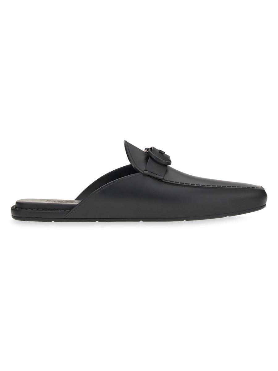 サンダル・ミュール FERRAGAMO Black nappa leather Finn mules (01D212751059 001) FERRAGAMO Nyta glossed-leather mules | THE OUTNET