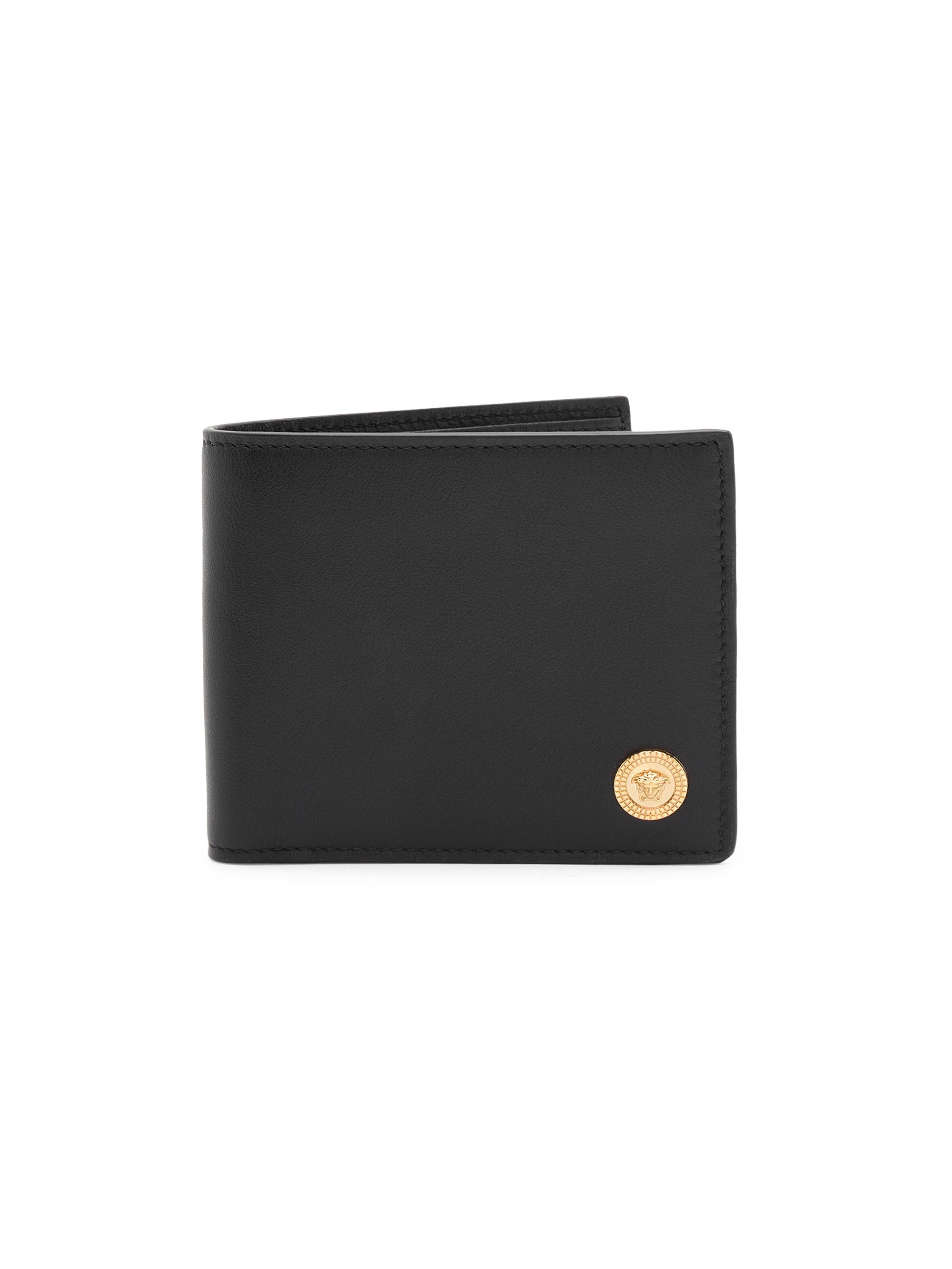 Versace Men's Leather Bifold Wallet - Black  Gold