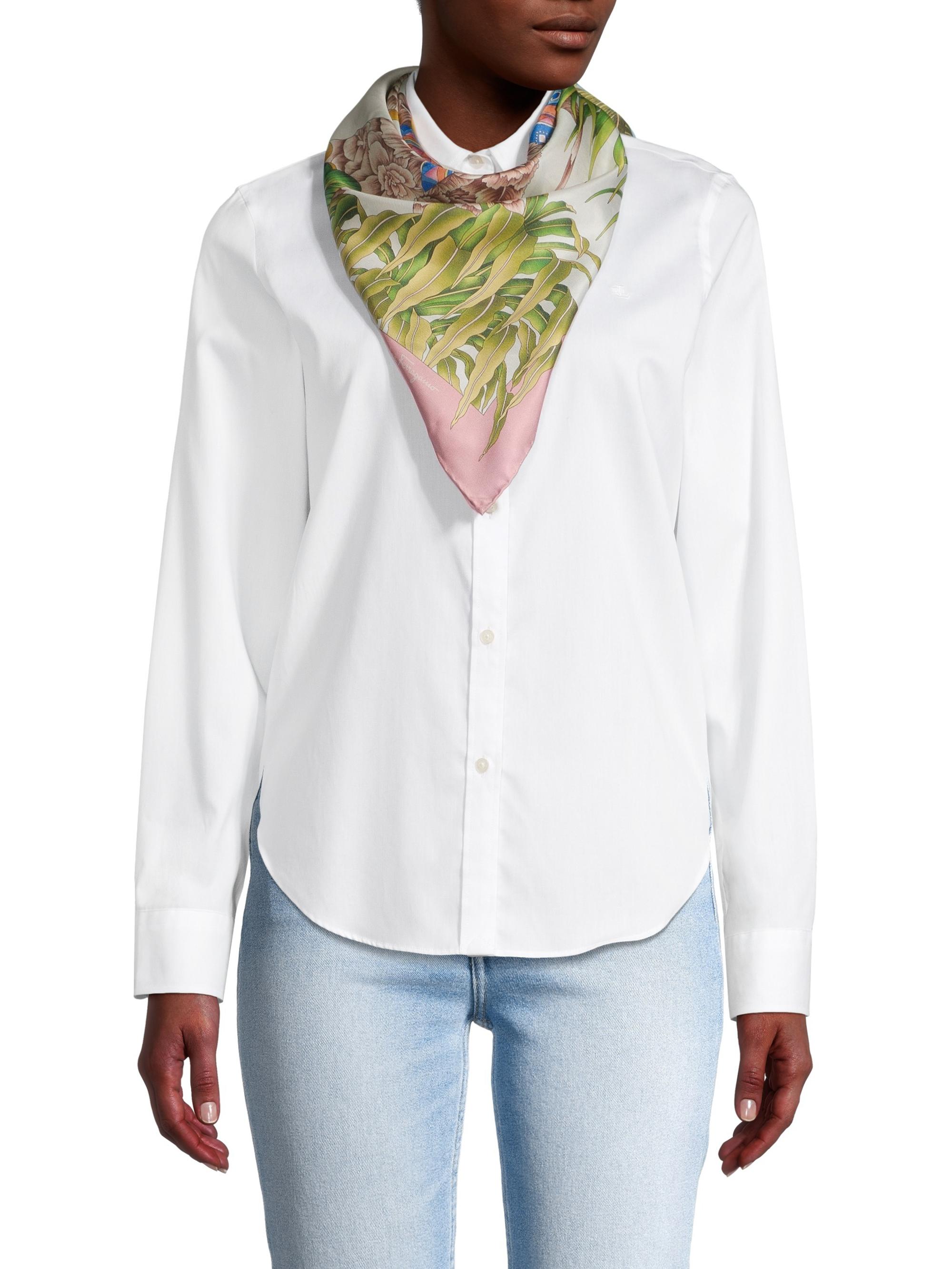 FERRAGAMO Women's India Print Silk Square Scarf - Avorio Rose