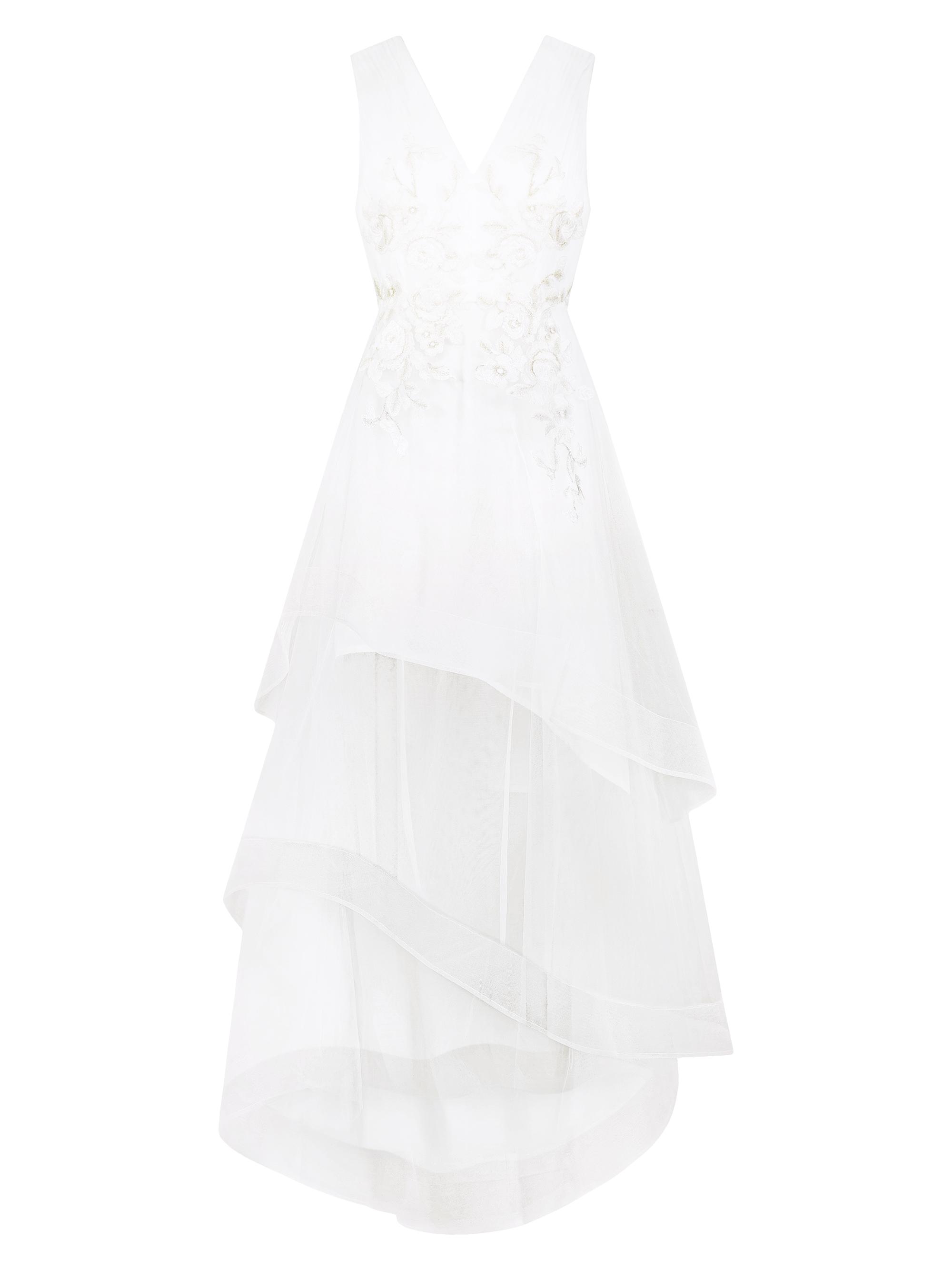 BCBGMAXAZRIA Andi Asymmetric Lace & Tulle Maxi Dress | Saks Fifth