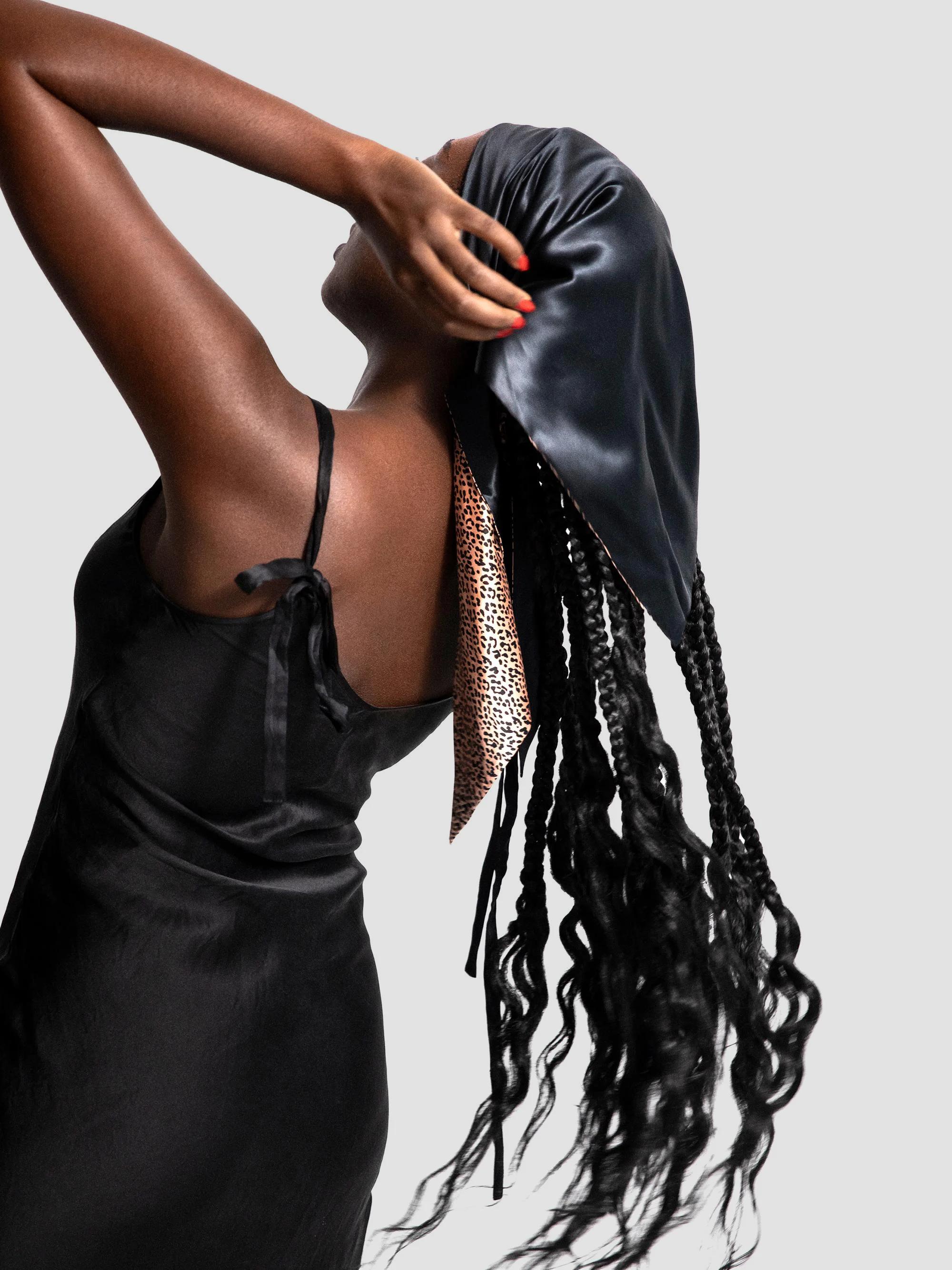 Slip Pure Silk Hair Wrap Black Turban – Slip main image 4