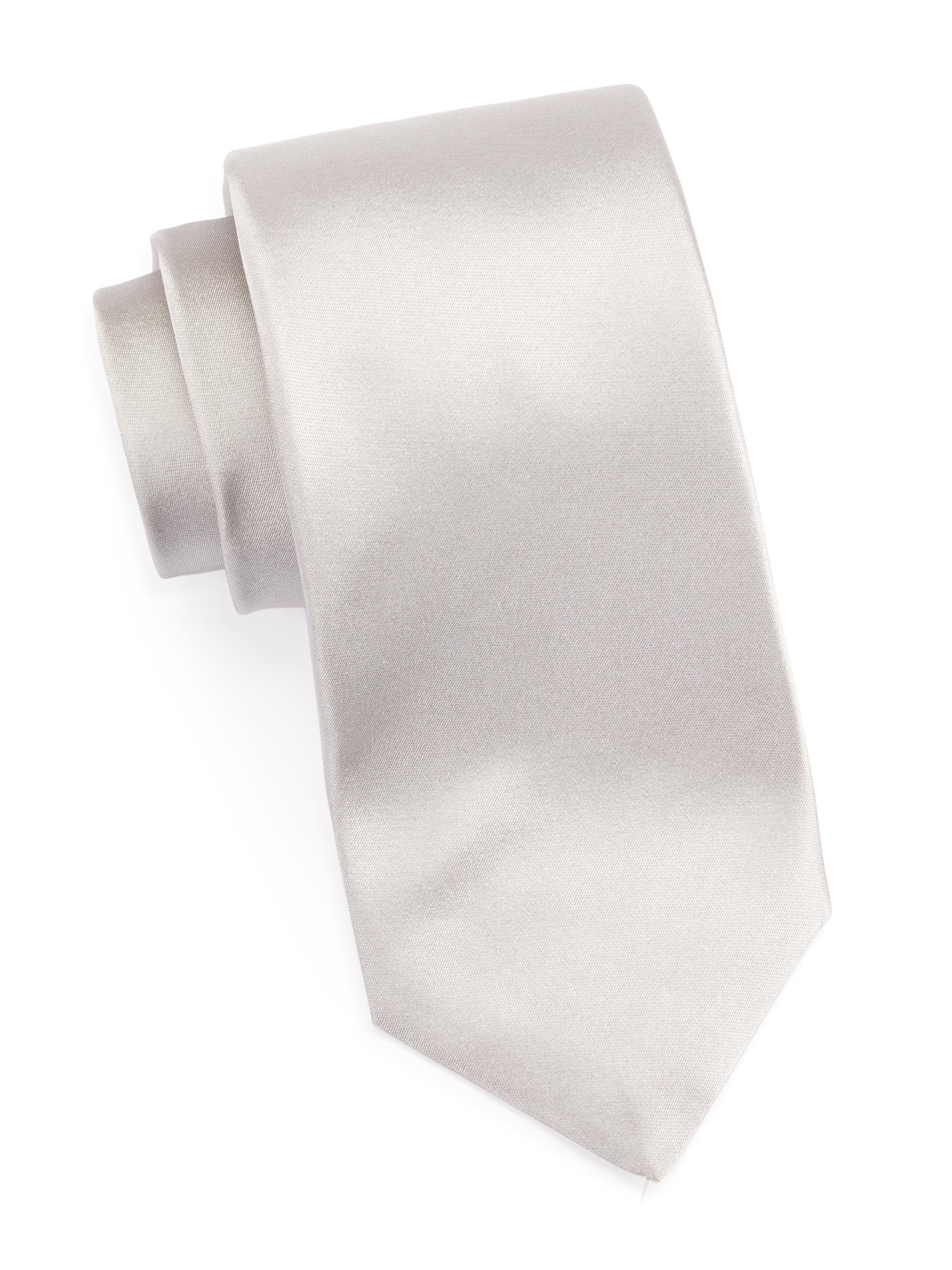 Paul Stuart Men's Silk Neck Tie - Silver