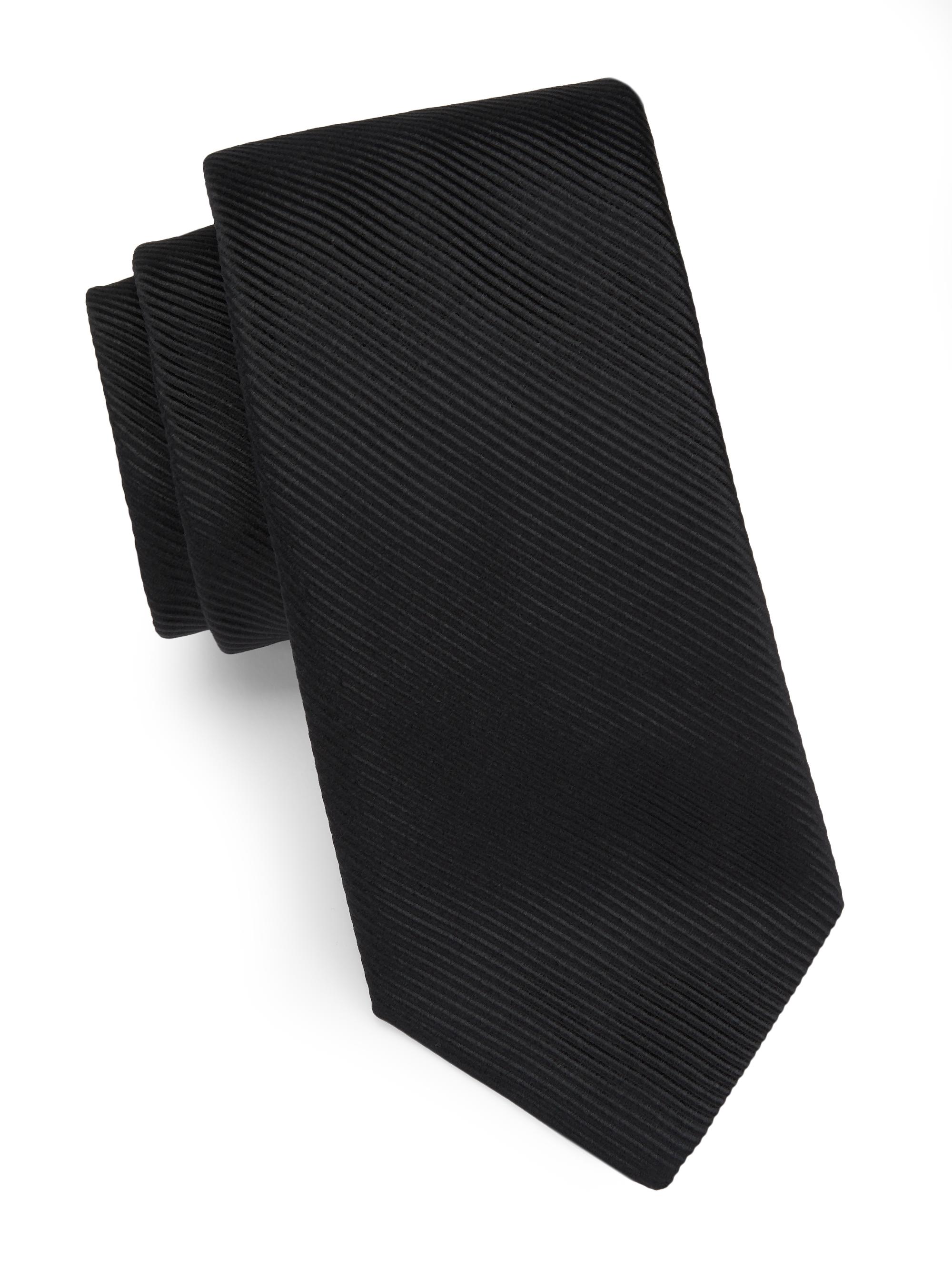 Paul Stuart Men's Ribbed Silk-Blend Tie - Grey