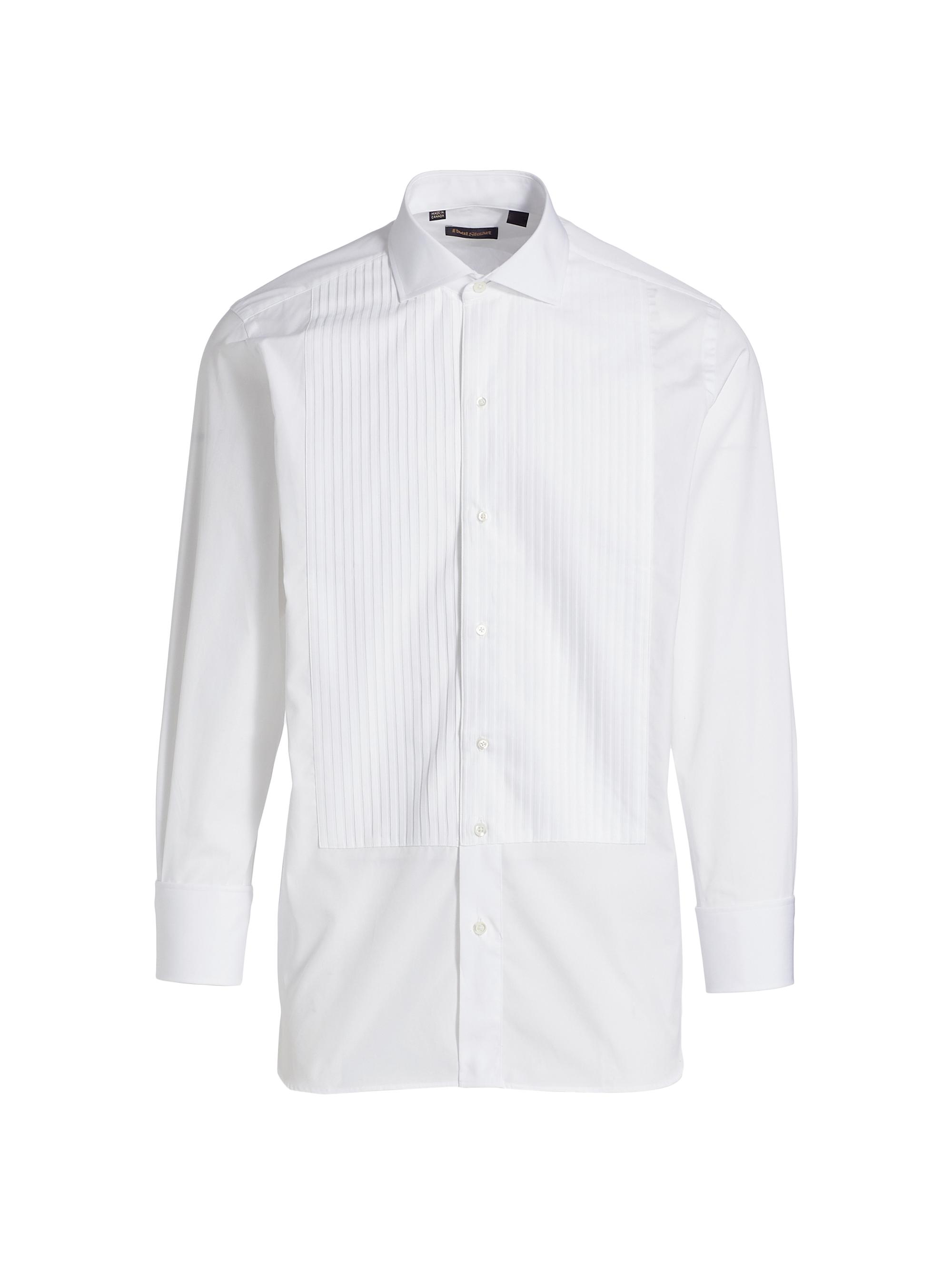 Paul Stuart Men's Pleated Formal Tuxedo Shirt - White