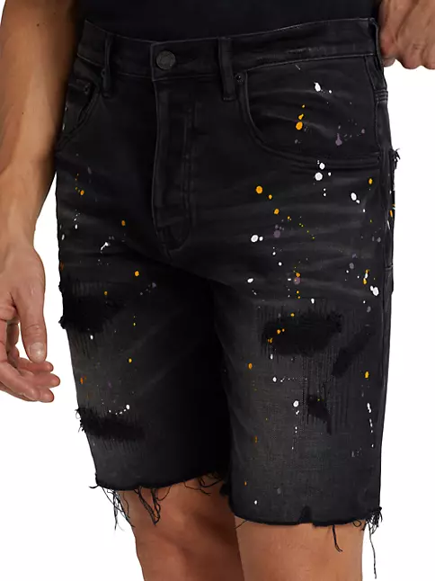 Amiri Paint Splatter Denim Shorts Black