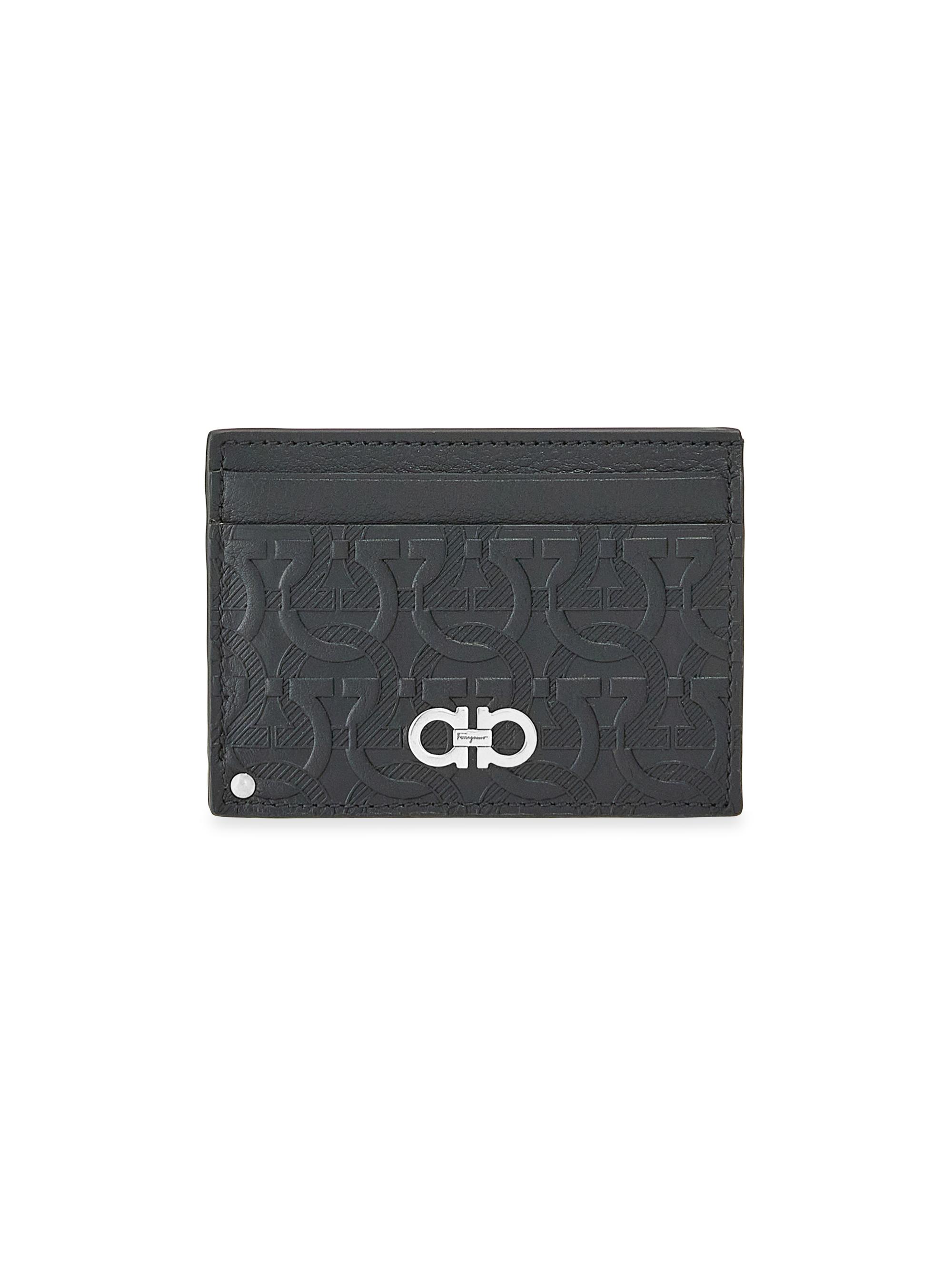 FERRAGAMO Men's Embossed 2.0 Card Case - Nero