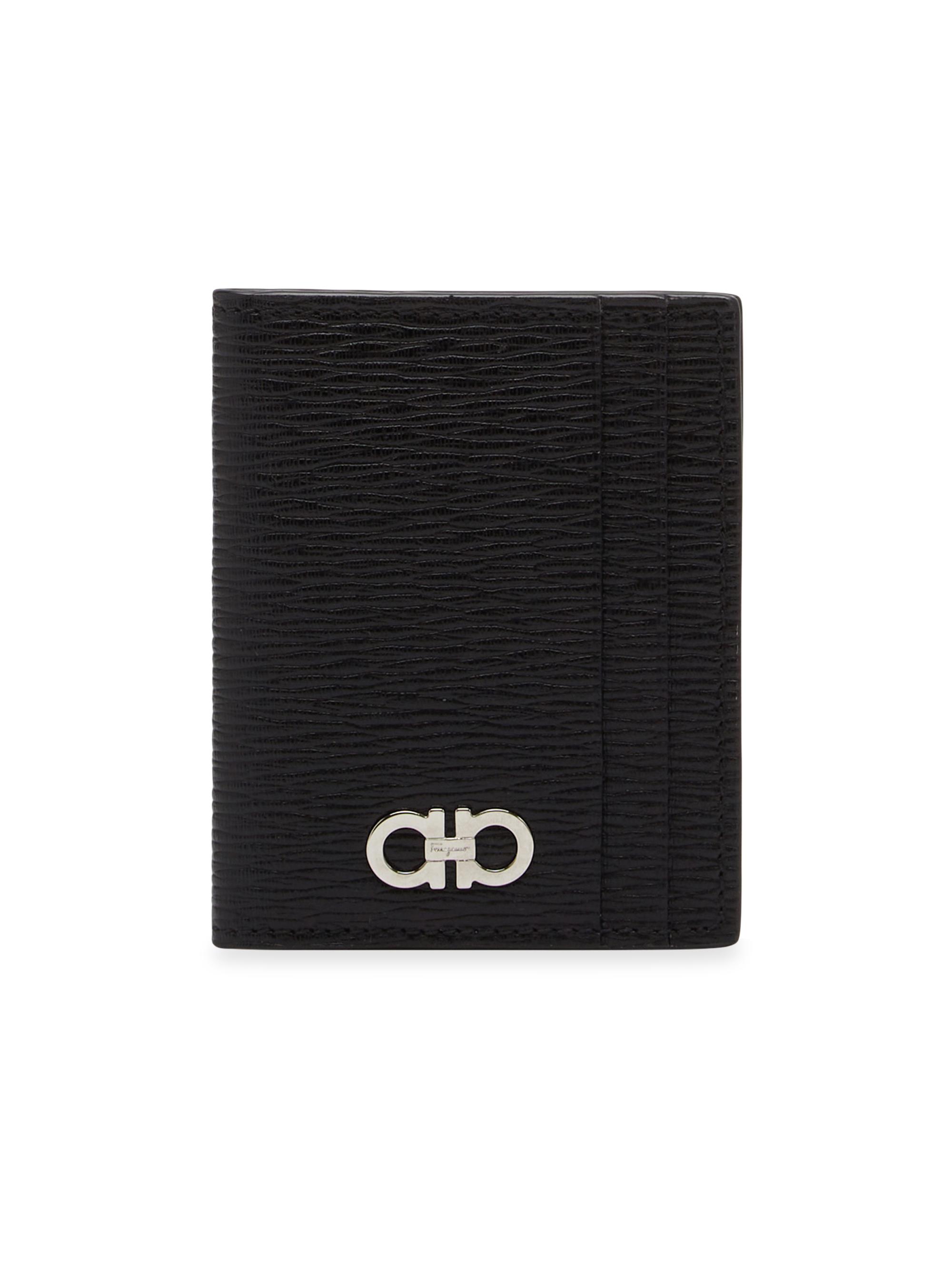 FERRAGAMO Men's Revival Gancini Logo Card Case - Nero Red