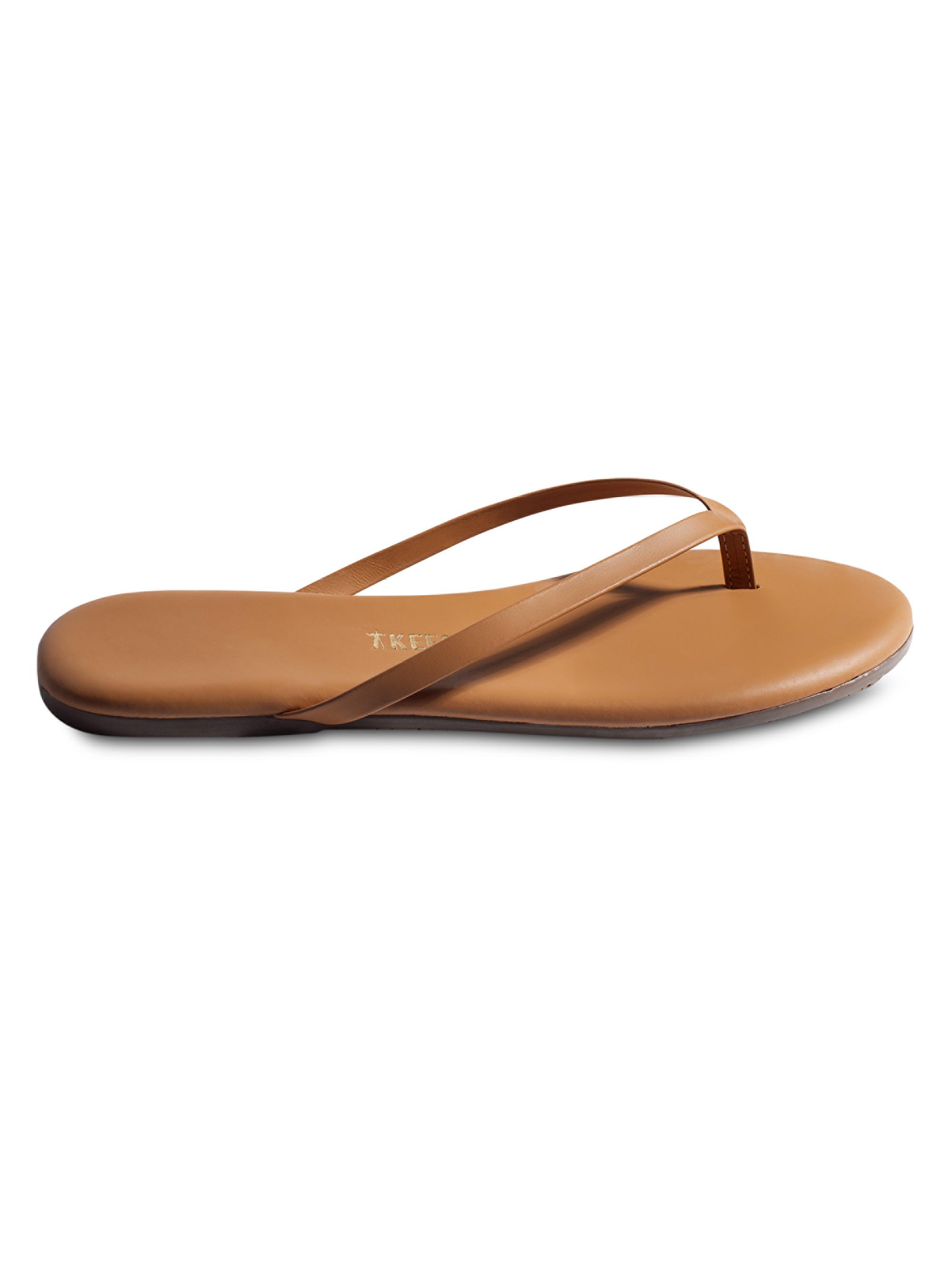 Tkees Women's Foundations Matte Leather Flip Flops - Tan
