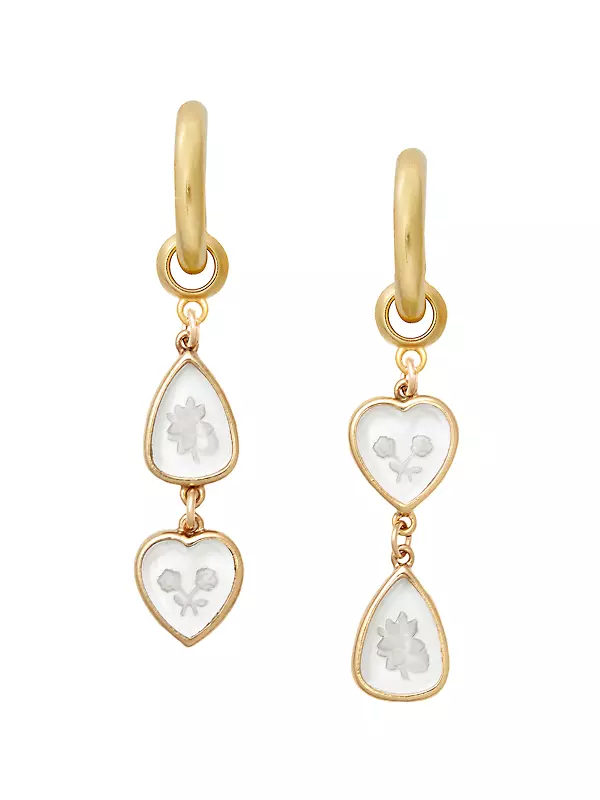Nona Antique 24K-Gold-Plated Crystal Charm Drop Earrings