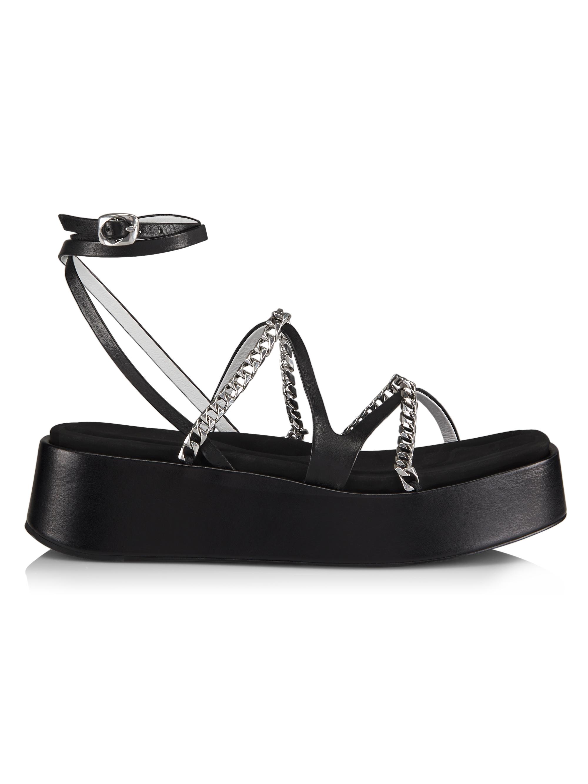 rag & bone Women's Logan Strappy Leather Flatform Sandals - Black