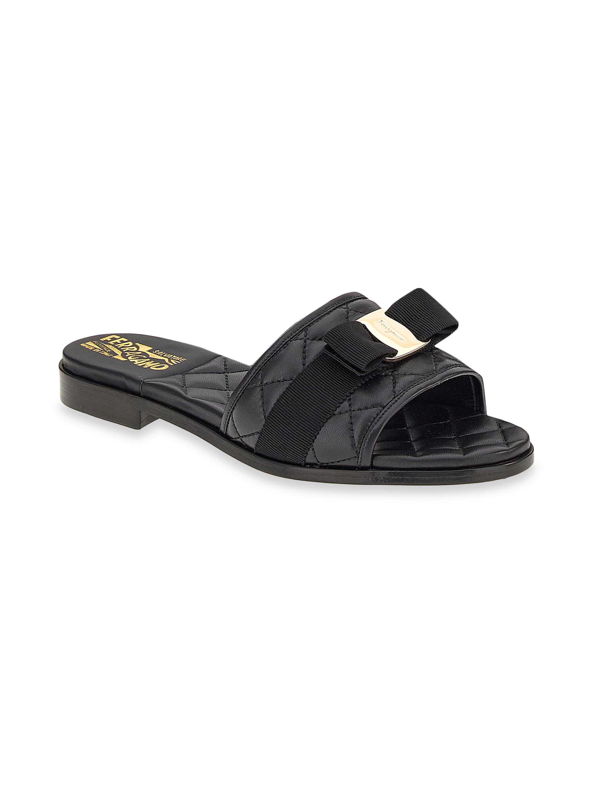 FERRAGAMO Lovec Quilted Leather Logo Mules | Saks Fifth Avenue