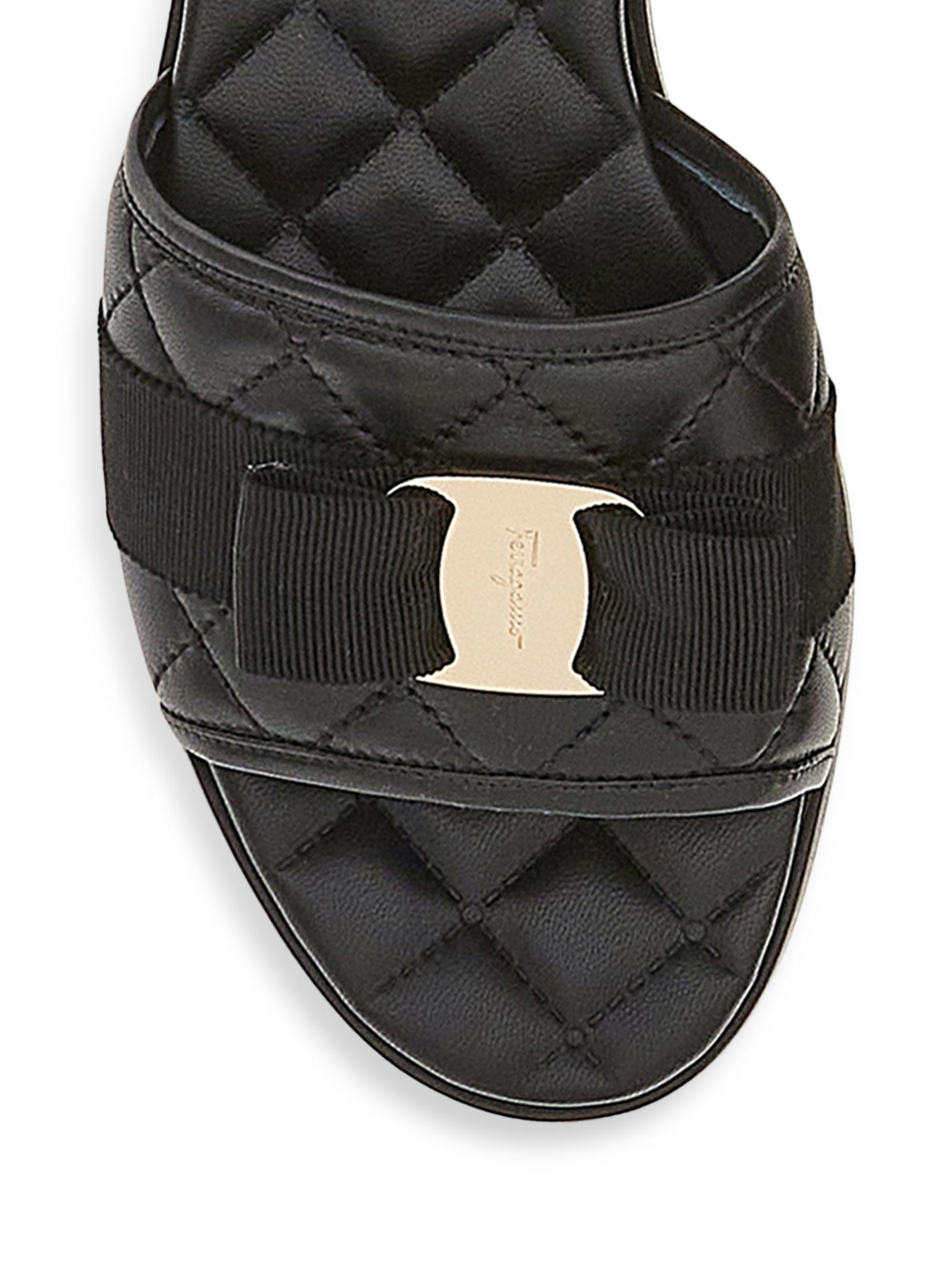 FERRAGAMO Lovec Quilted Leather Logo Mules | Saks Fifth Avenue