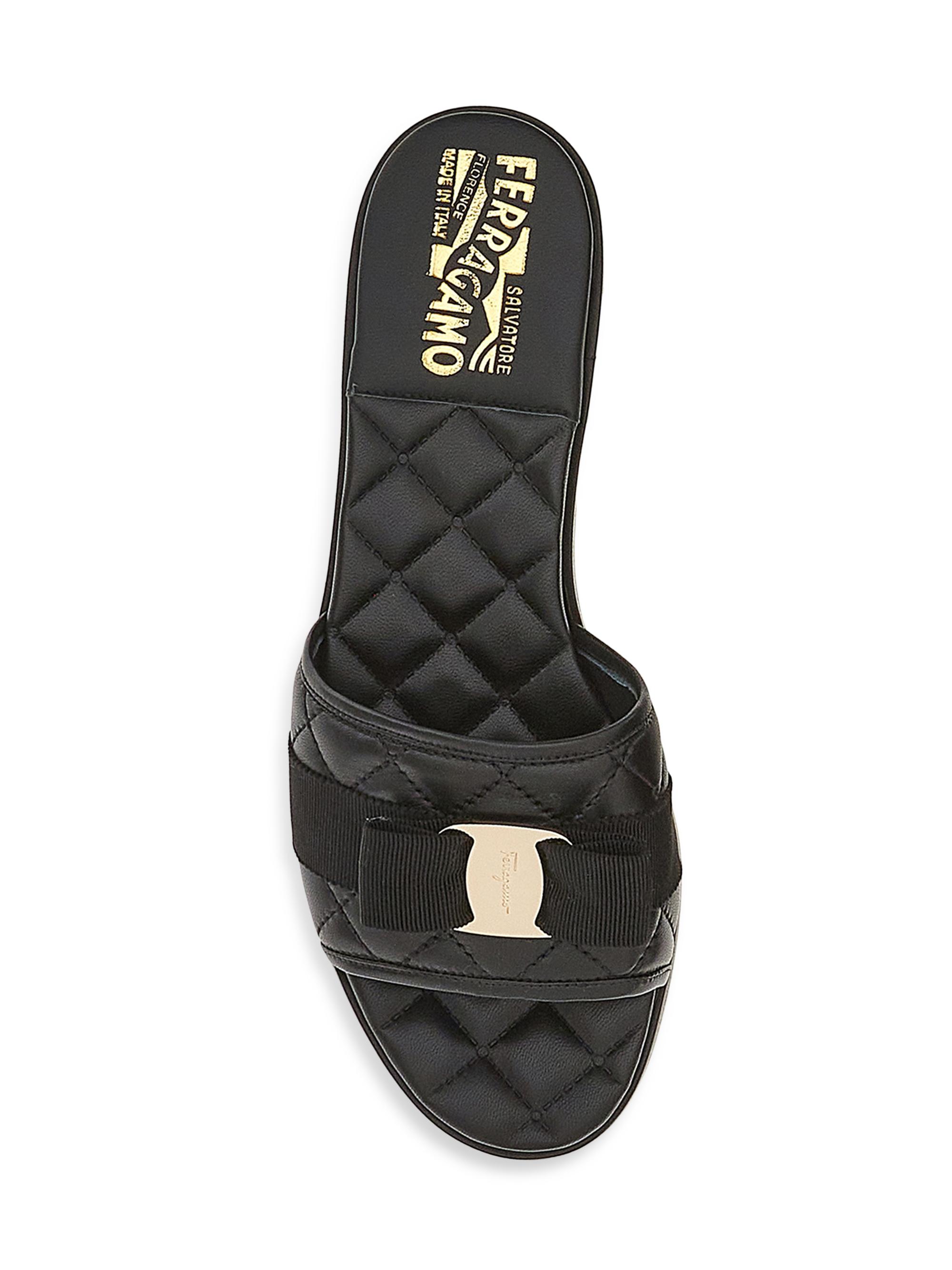 FERRAGAMO Lovec Quilted Leather Logo Mules | Saks Fifth Avenue