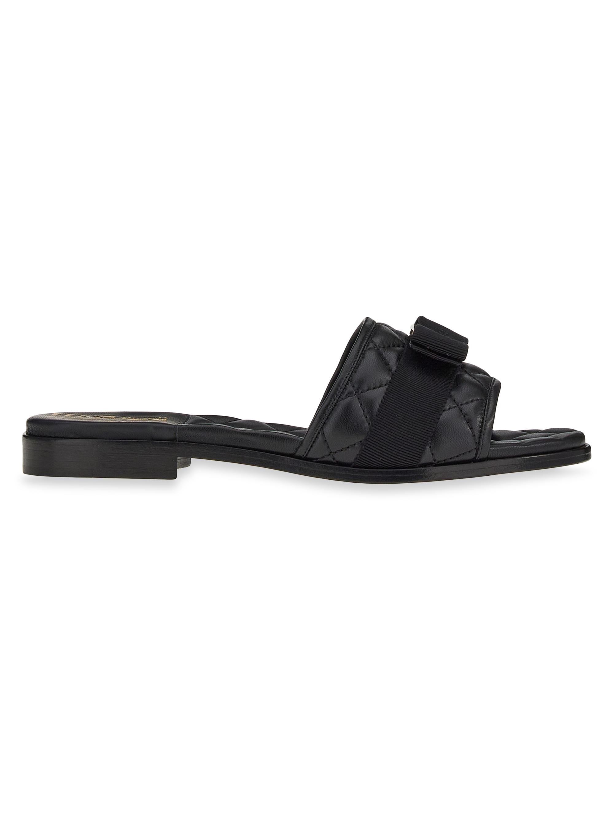 FERRAGAMO Women's Lovec Quilted Leather Logo Mules - Nero