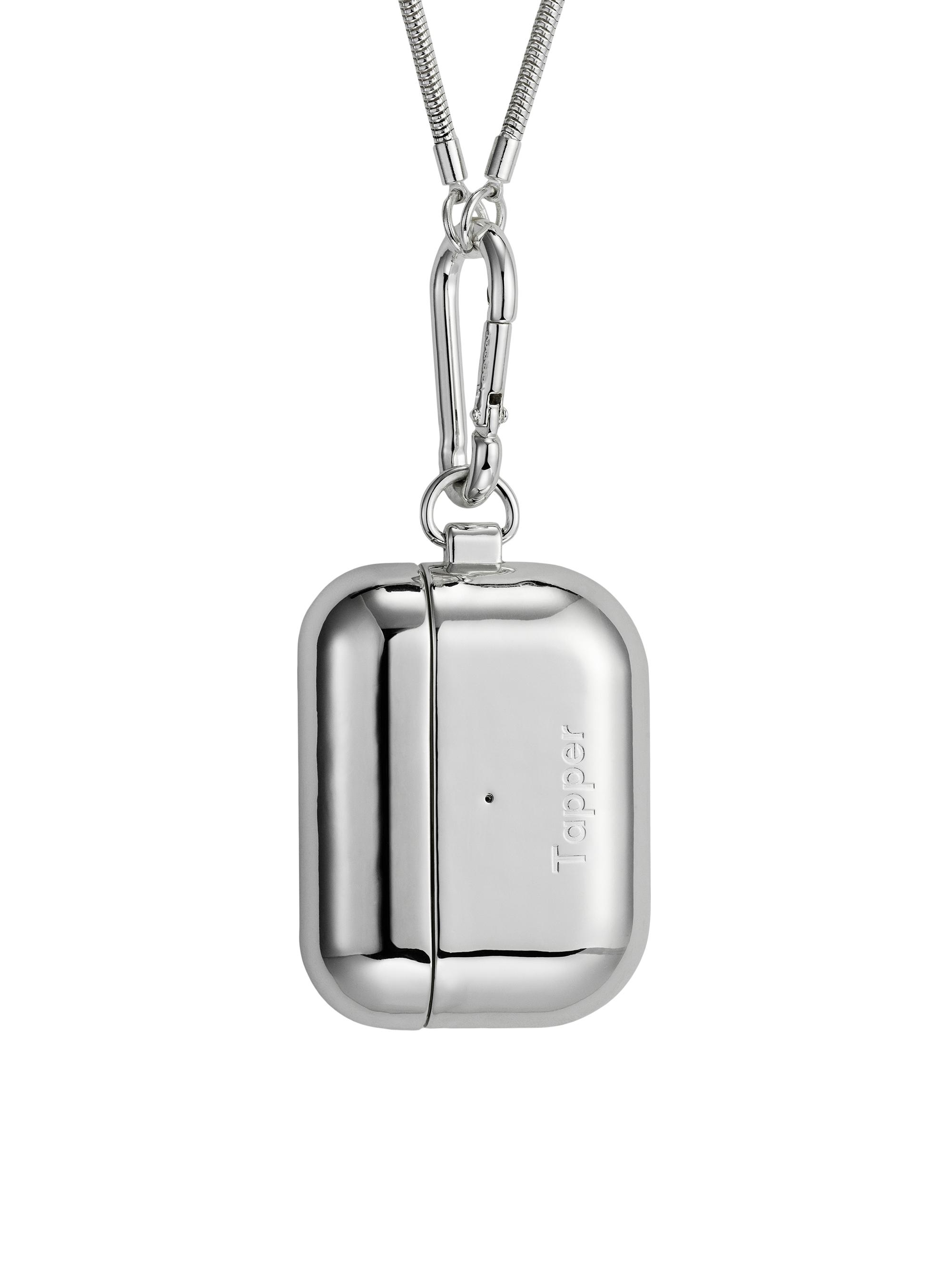 Tapper Men's 925 Silver-Plated Brass Airpods Pro Neck Case - Silver Plated Brass