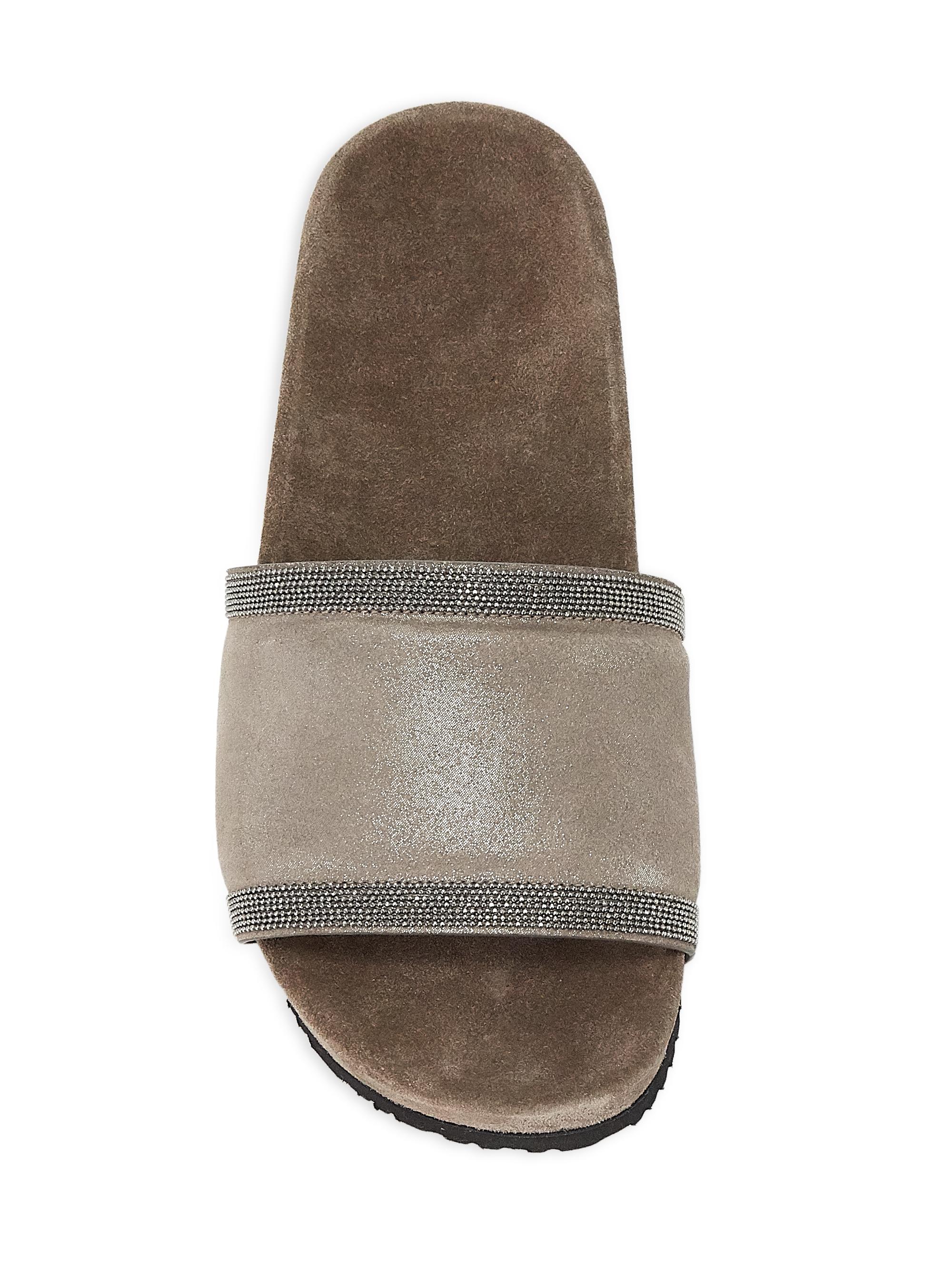 Brunello Cucinelli Monili Trim Leather Slides | Saks Fifth Avenue