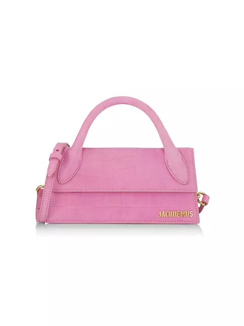 Jacquemus Le Chiquito Long Suede Top Handle Bag in Pink