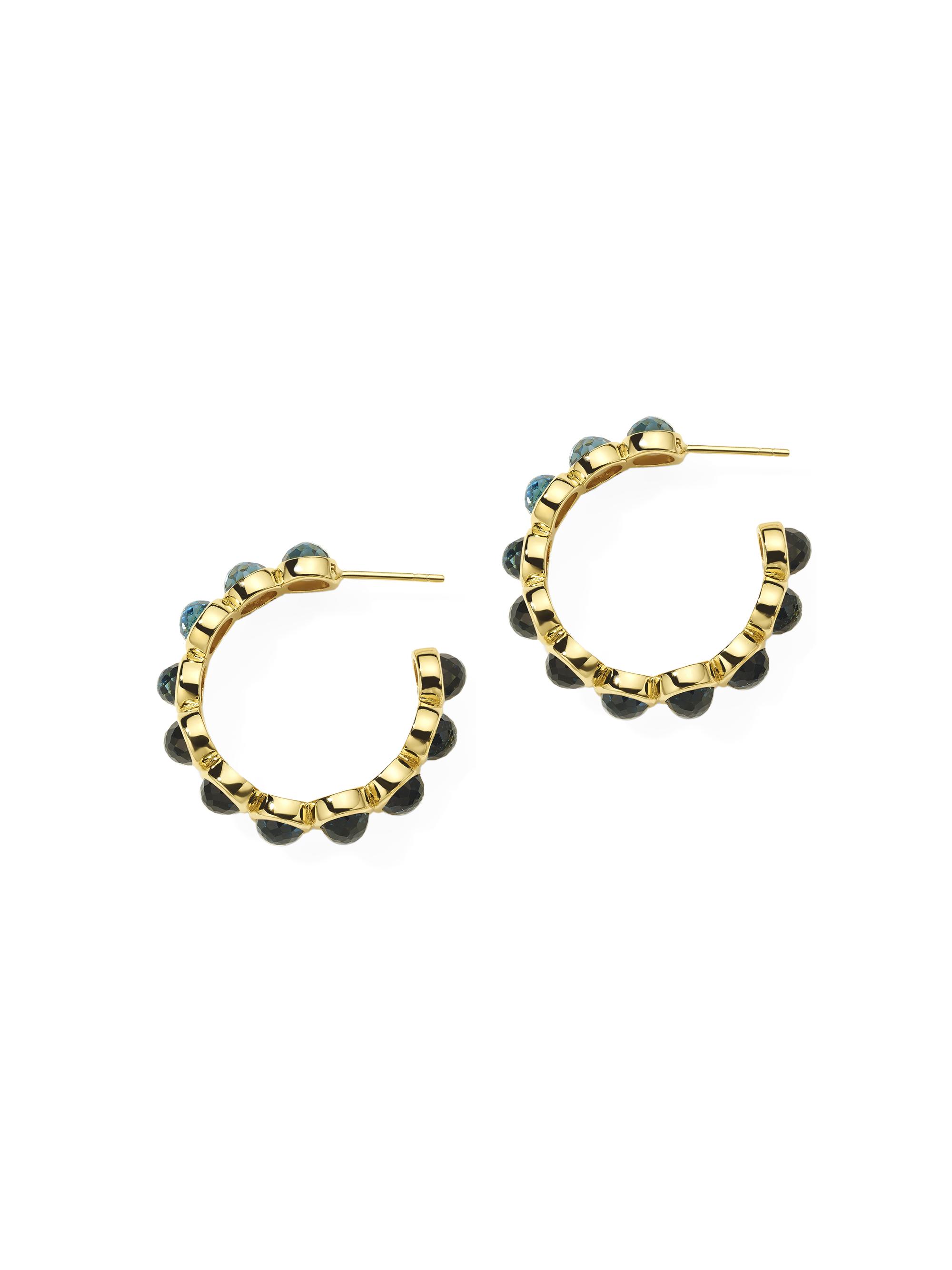 Ippolita Women's Lollipop 18K Green Gold & London-Blue-Topaz  Hoop Earrings - Blue