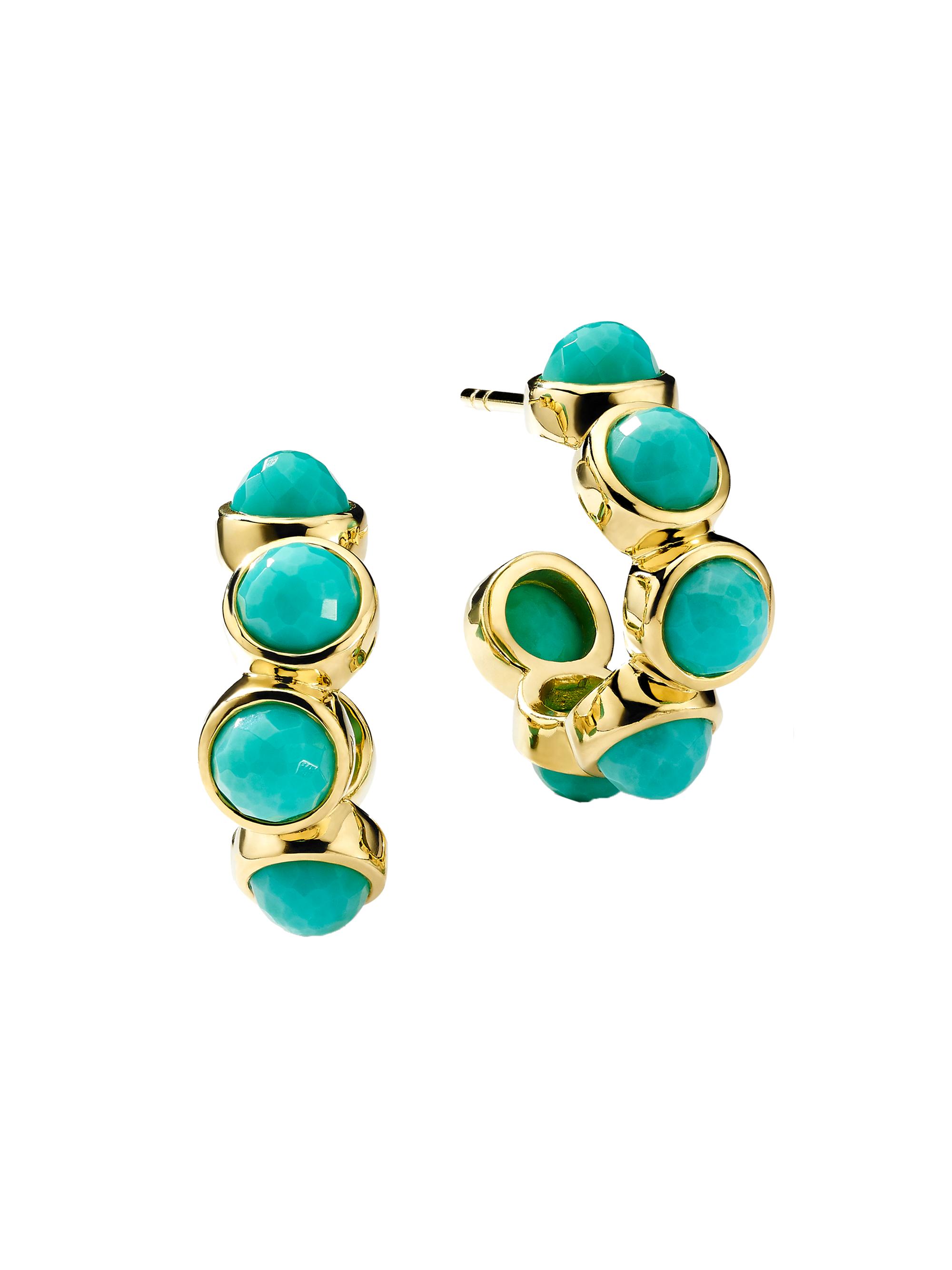 Ippolita Women's Lollipop 18K Green Gold & Turquoise Mini Hoop Earrings - Gold