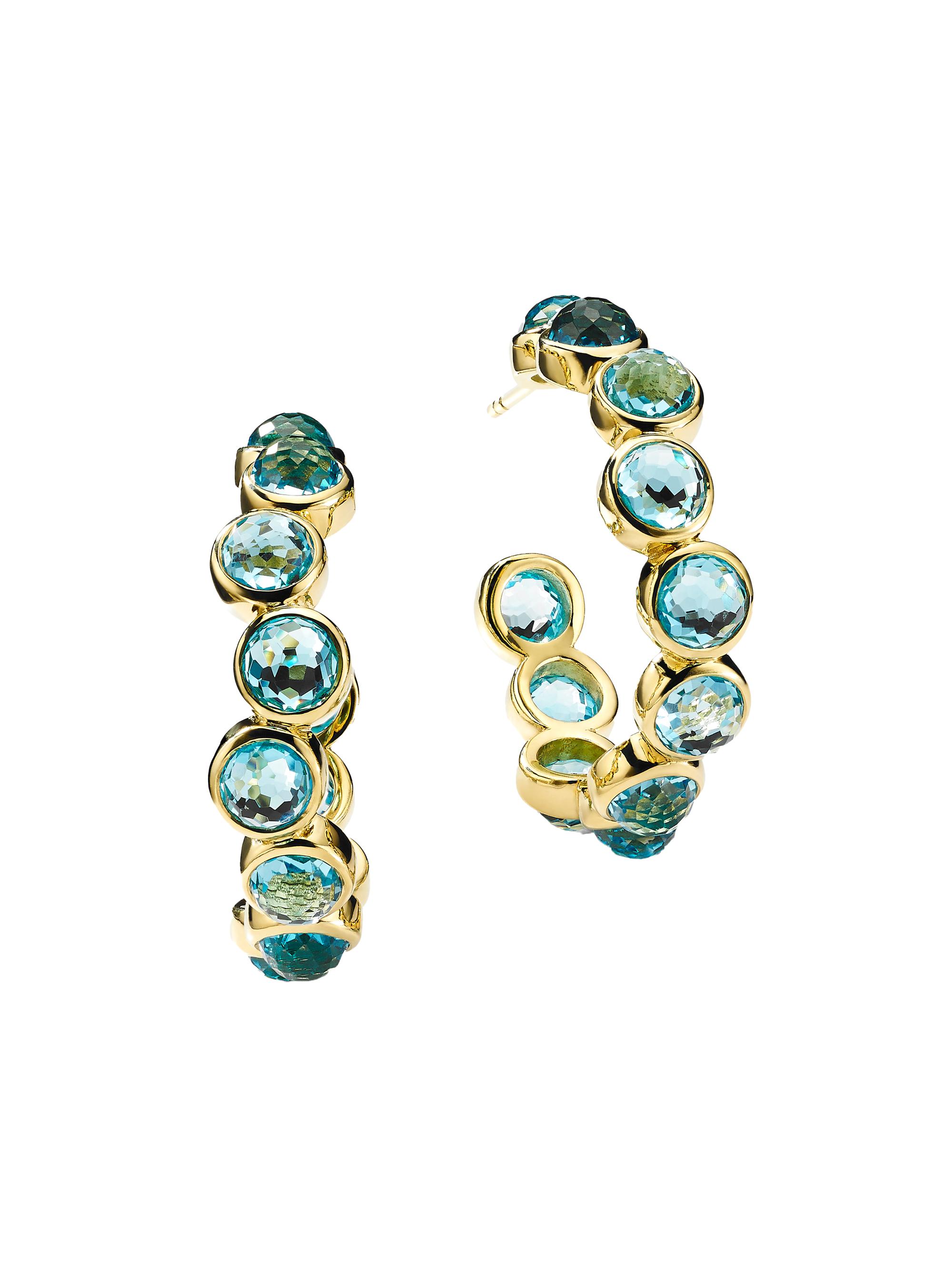 Ippolita Women's Lollipop 18K Green Gold & Swiss-Blue-Topaz  Hoop Earrings - Gold