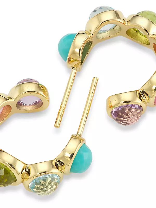 Lollipop 18K Green Gold & Multi-Gemstone Mini Hoop Earrings