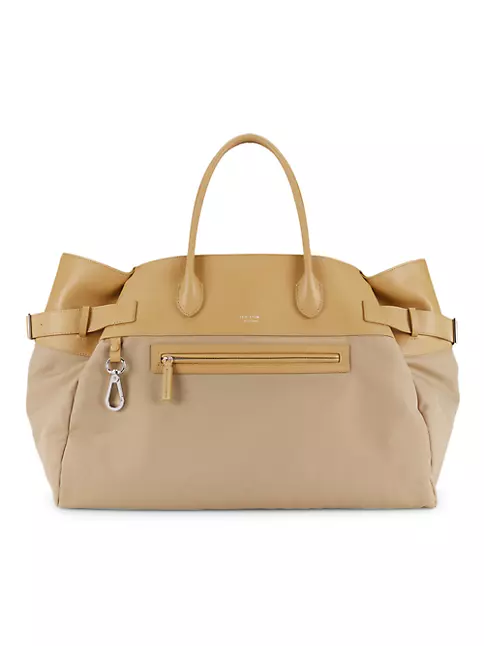 The Row Margaux Casual Style Canvas A4 Leather Elegant Style Totes
