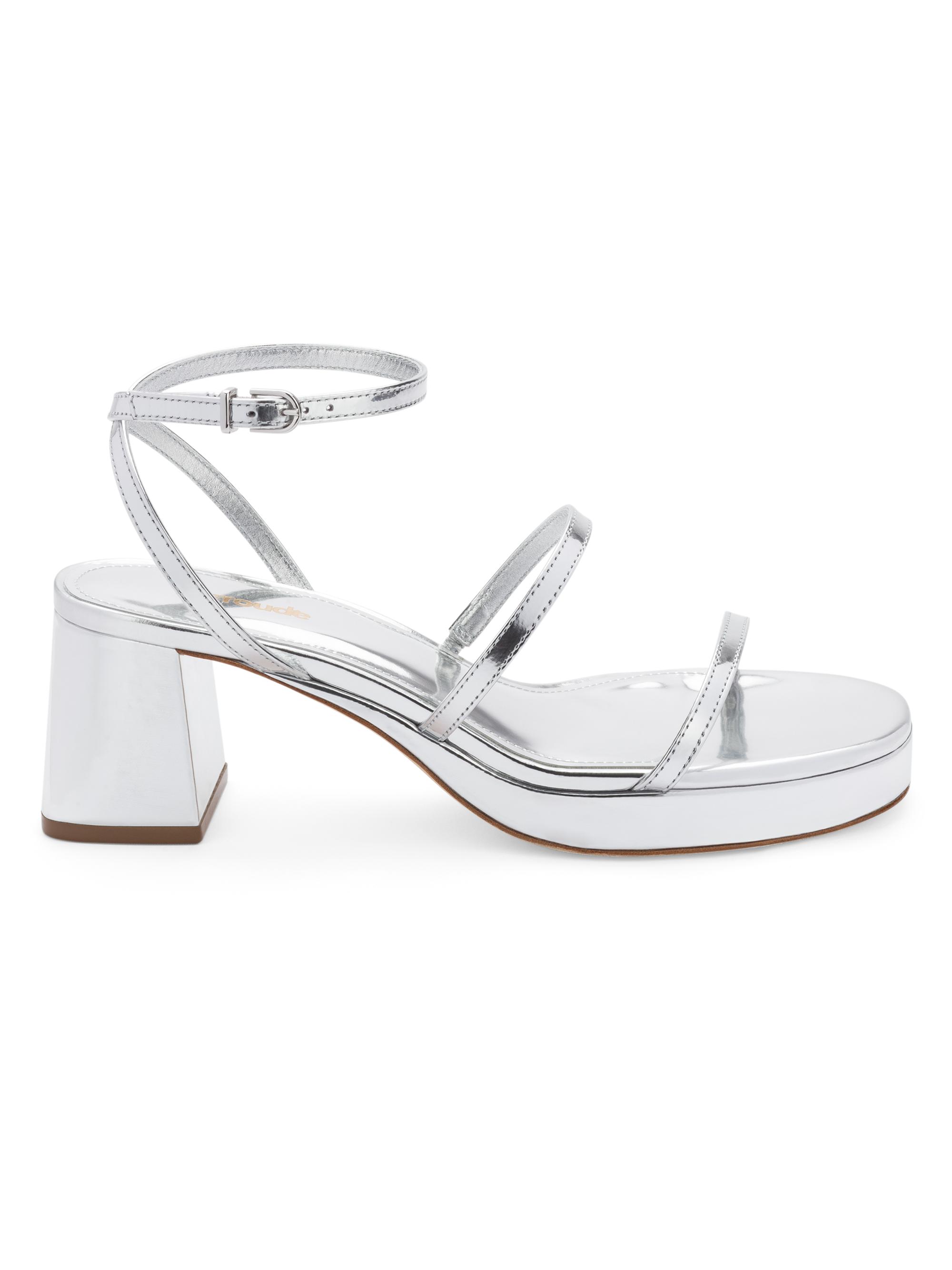Larroudé Women's Gio Metallic Leather Ankle-Strap Sandals - Silver