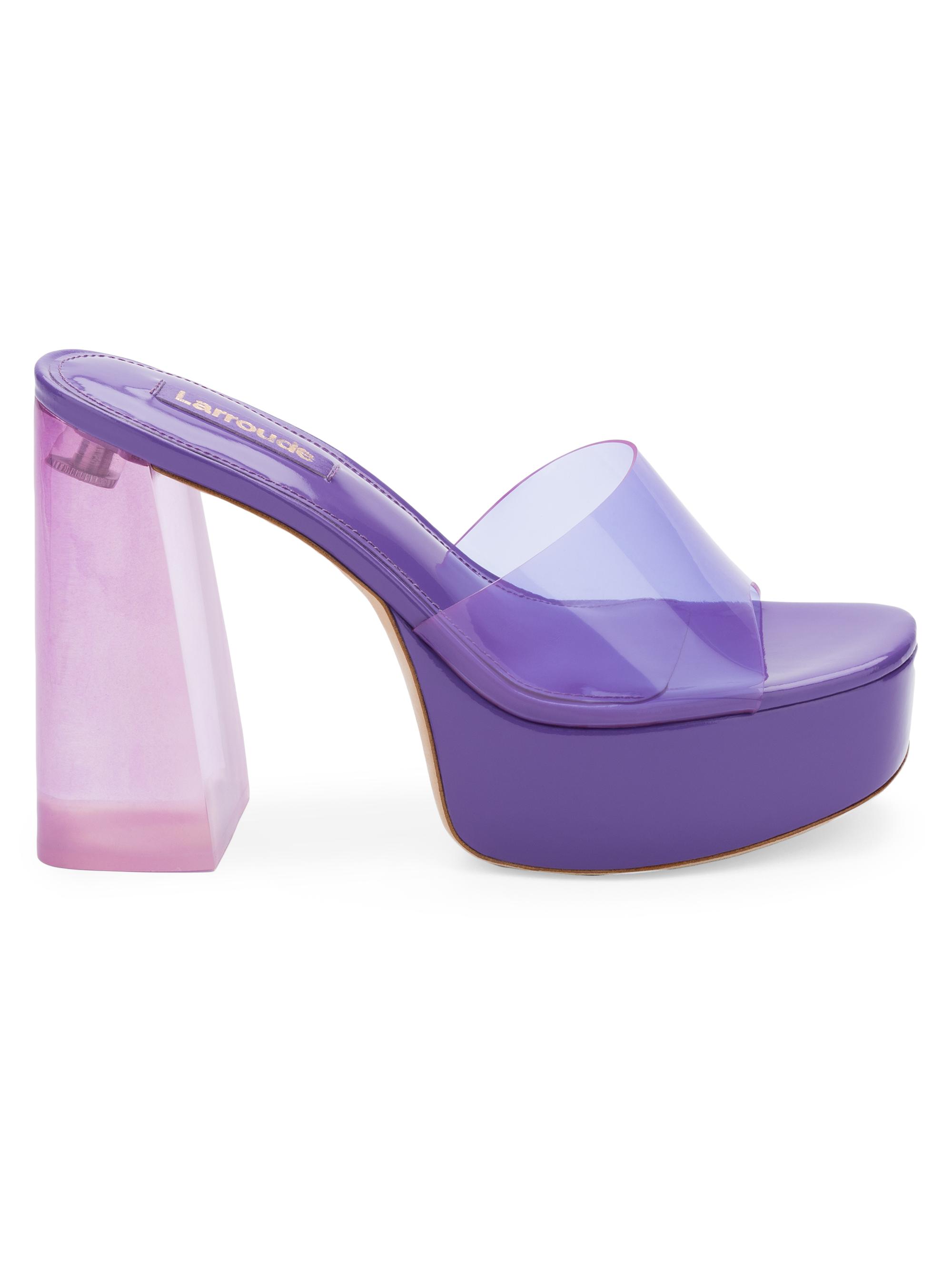 Larroudé Women's Dolly Colorblock Vinyl Mules - Purple