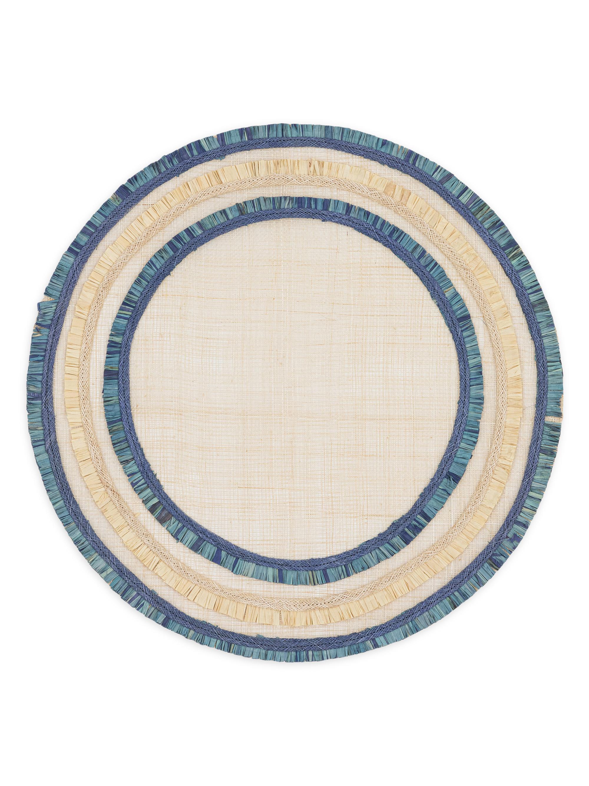 Joanna Buchanan Ruffle Edge 4-Piece Straw Placemat Set - Indigo