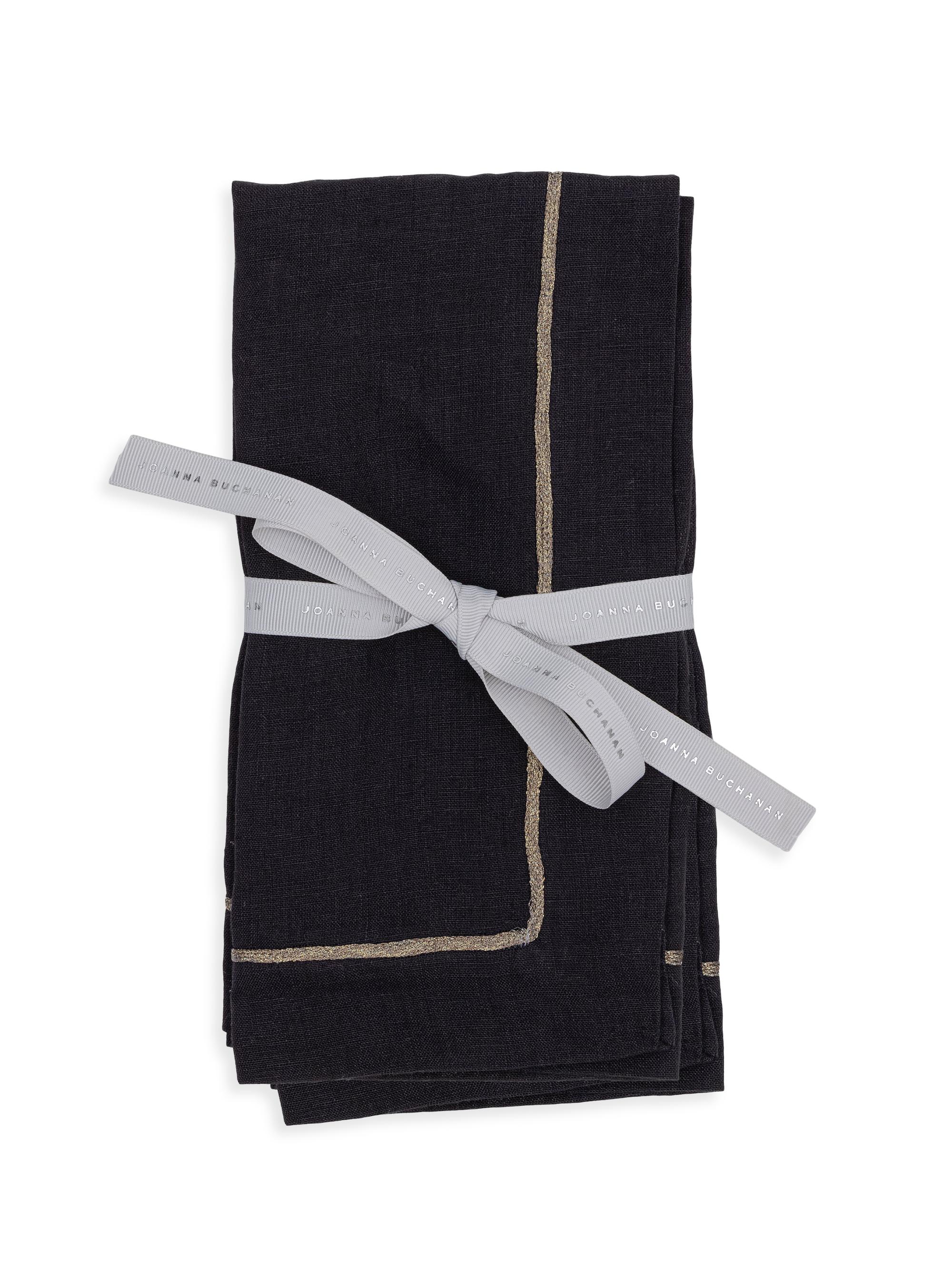 Joanna Buchanan Pewter-Trim Dinner Napkin Set - Black