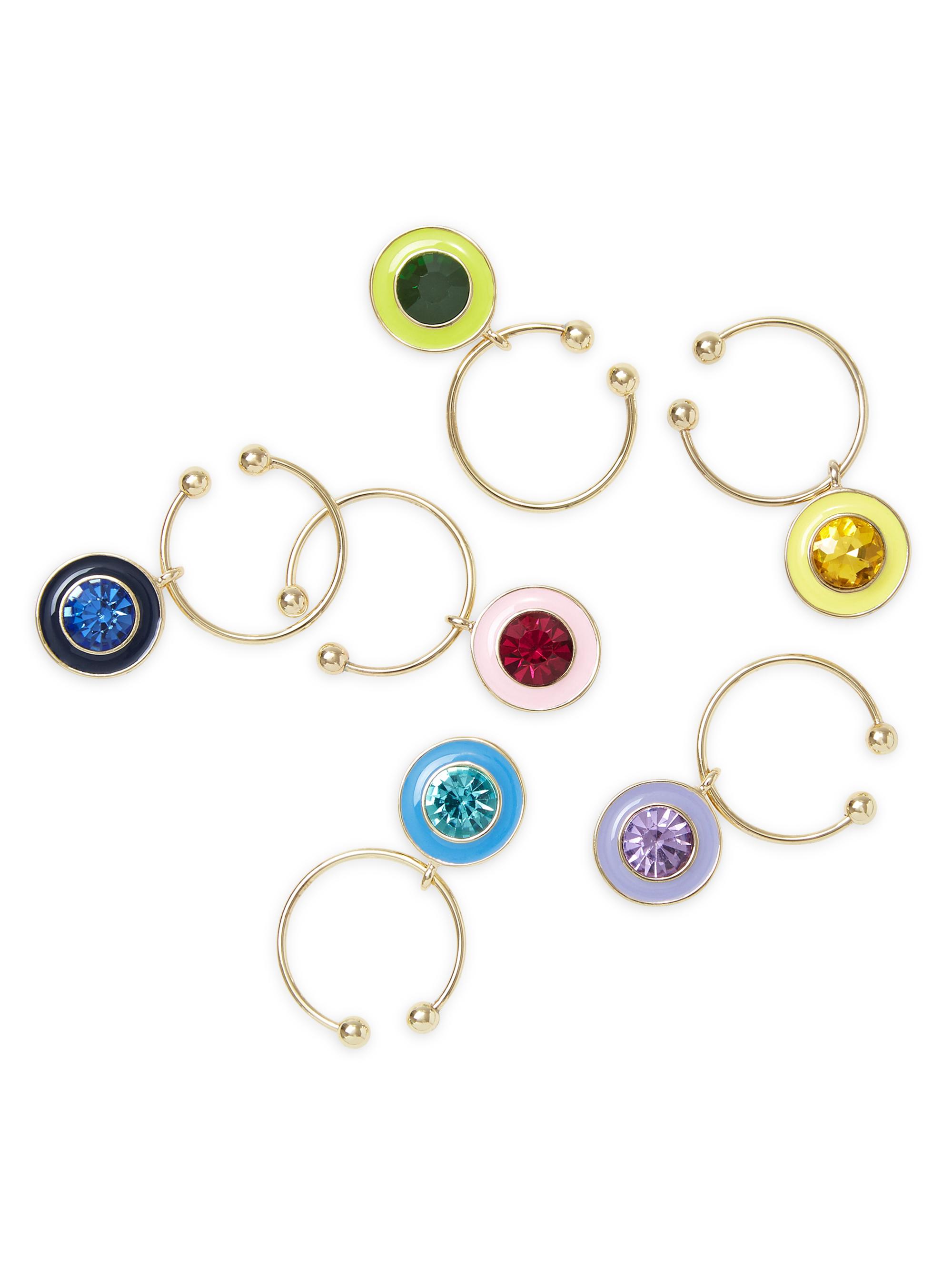 Joanna Buchanan Enamel Gem Wine Charms 6-Piece Set