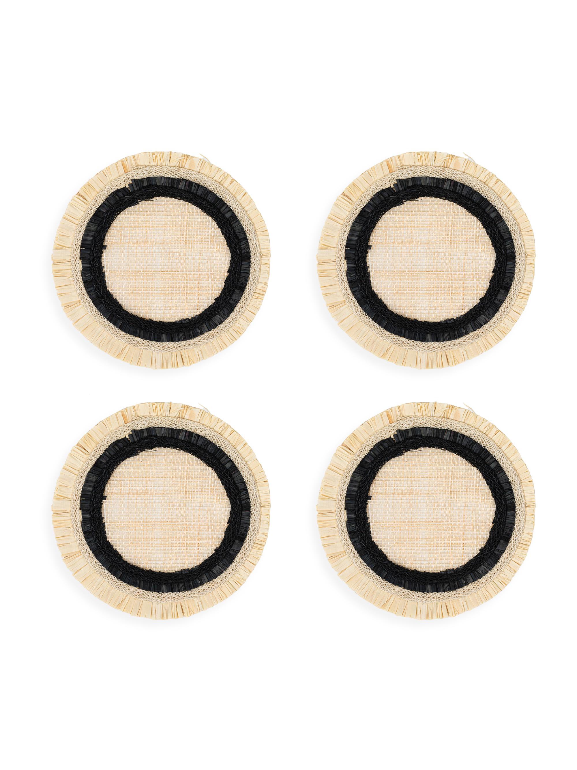 Joanna Buchanan Straw Ruffle Edge Coasters 4-Piece Set - Black