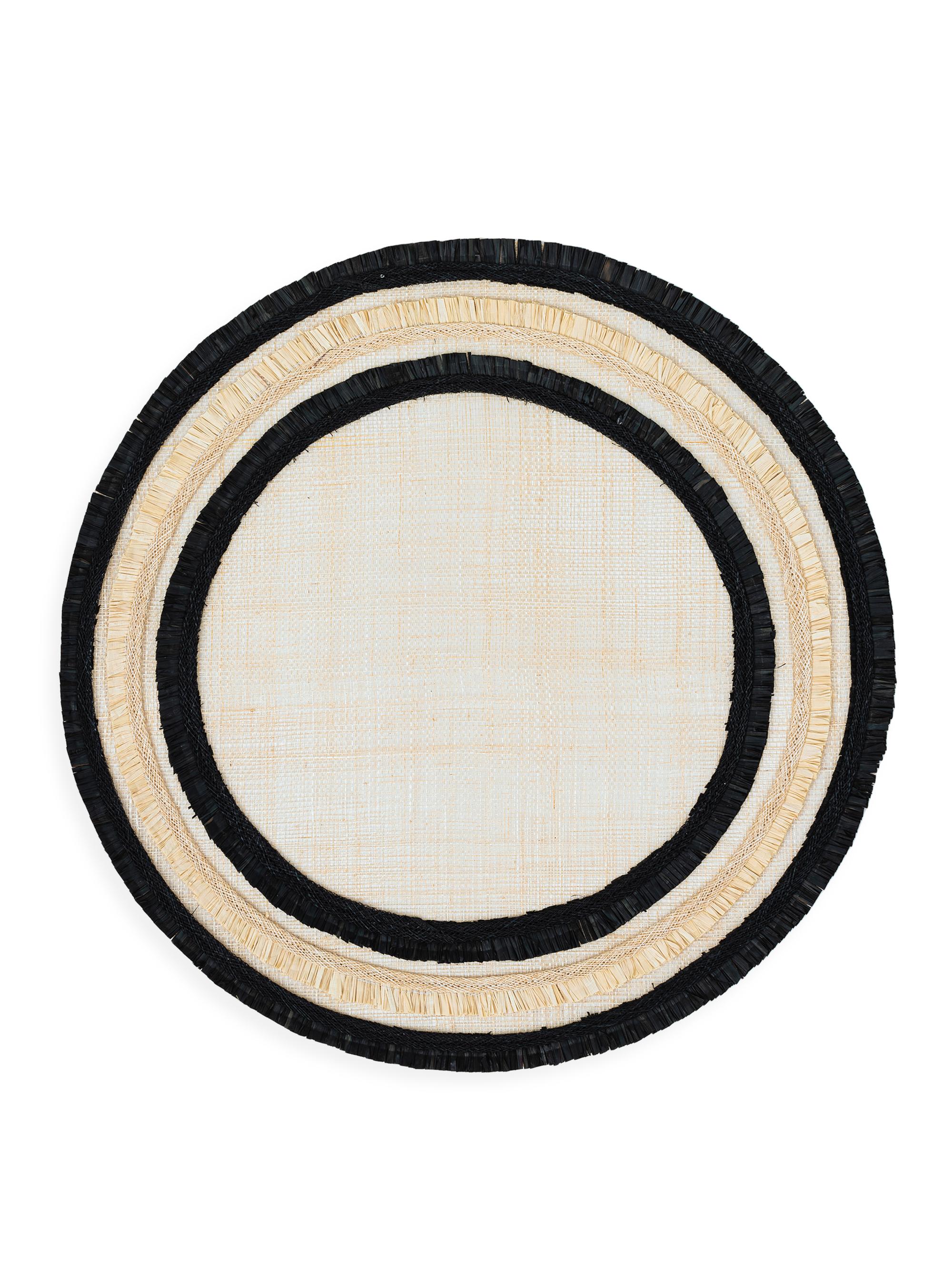 Joanna Buchanan Ruffled Stripe 4-Piece Straw Placemat Set