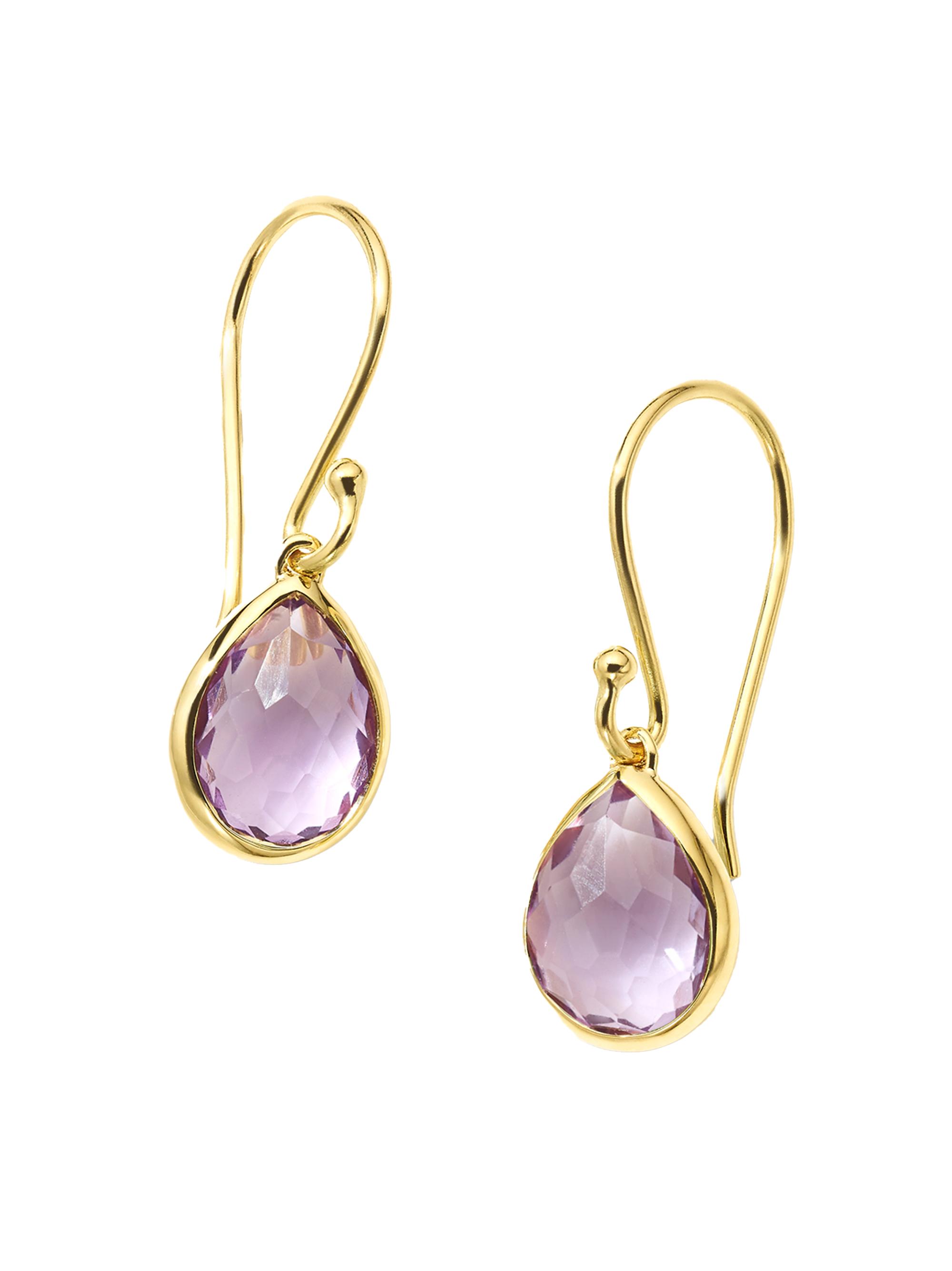 Ippolita Women's Rock Candy 18K Green Gold & Amethyst Teeny Teardrop Earrings - Purple