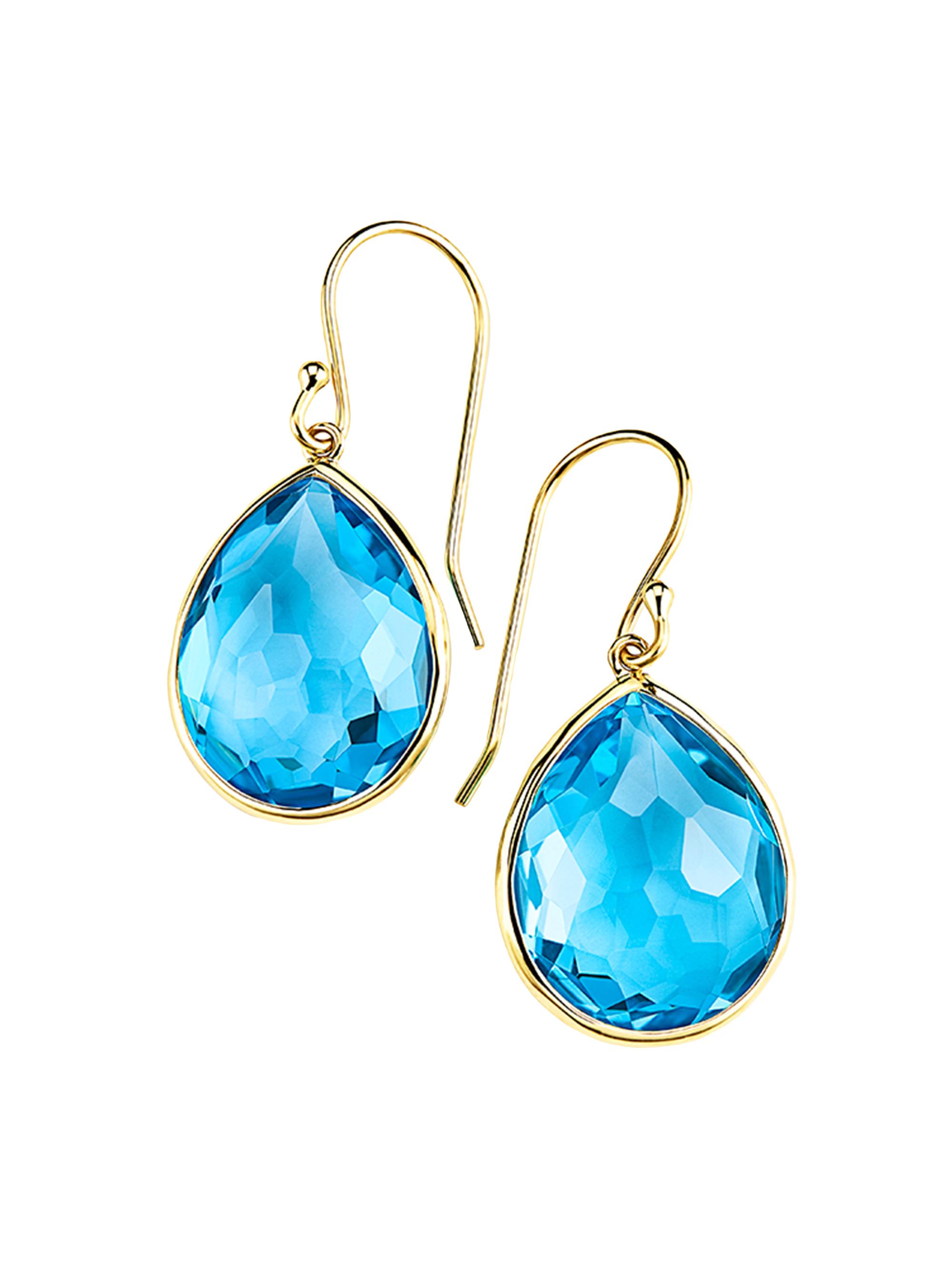 Ippolita Women's Rock Candy  18K-Green-Gold & Swiss Blue Topaz Teardrop Earrings - Blue