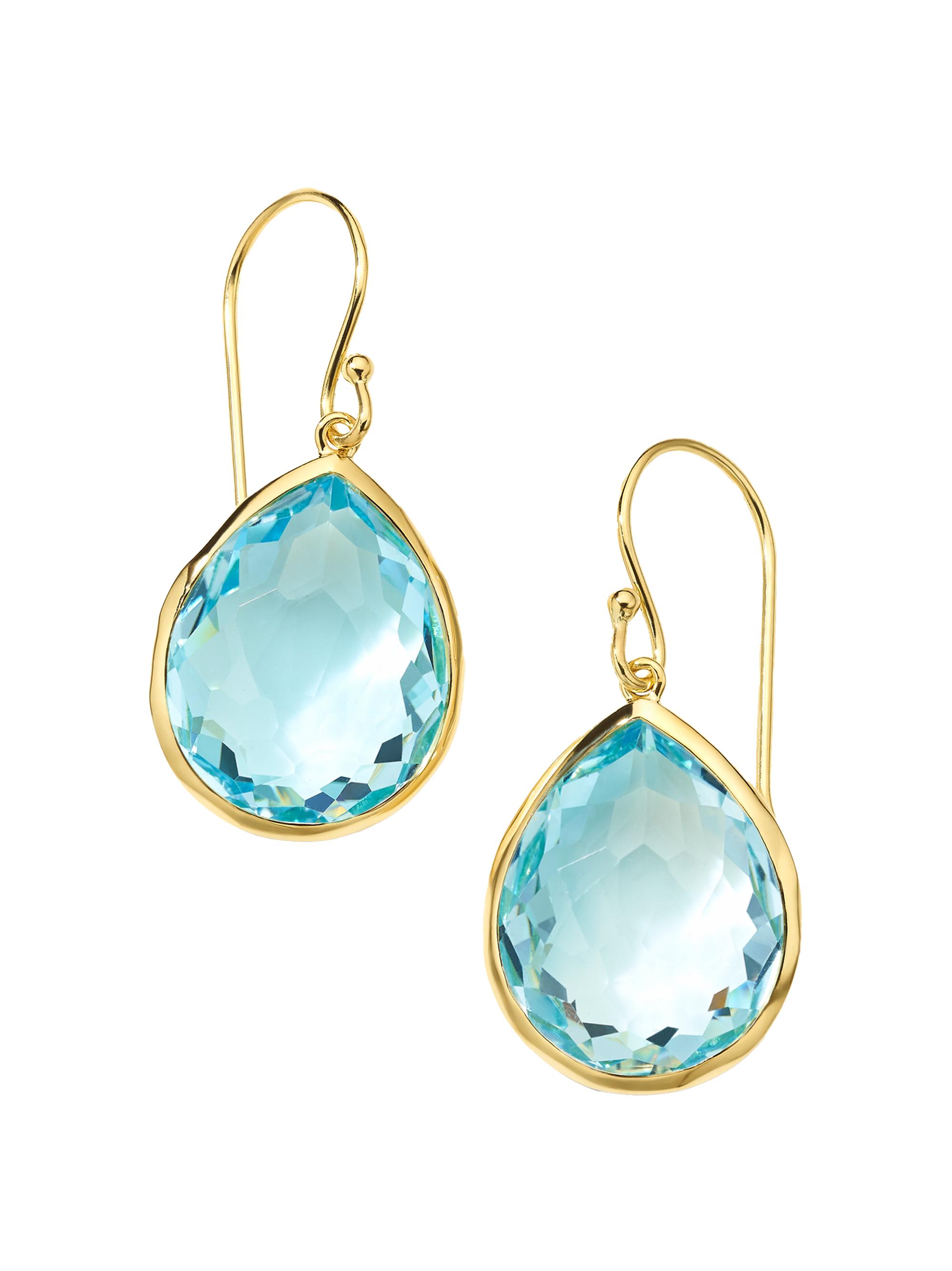 Ippolita Women's Rock Candy 18K Green Gold & Blue-Topaz  Teardrop Earrings - Gold
