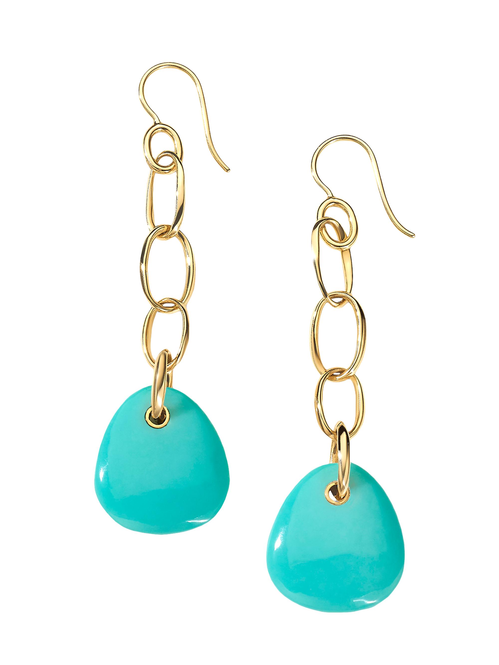 Ippolita Women's Rock Candy 18K Green Gold & Turquoise Chain Drop Earrings - Blue