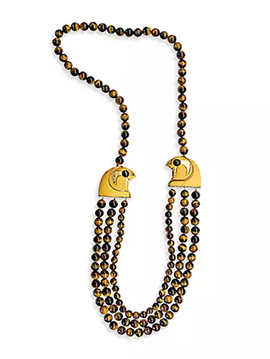 Egypt 18K Gold, Diamond & Tiger's Eye Necklace