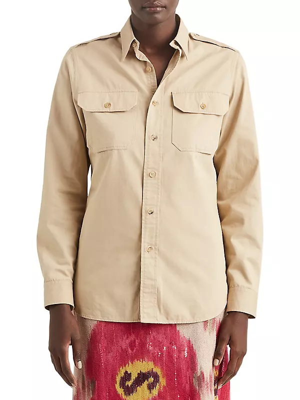 Shop Ralph Lauren Collection RL Cotton Twill Military Shirt | Saks