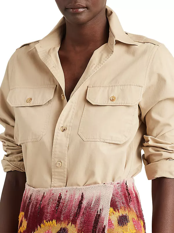 Shop Ralph Lauren Collection RL Cotton Twill Military Shirt | Saks