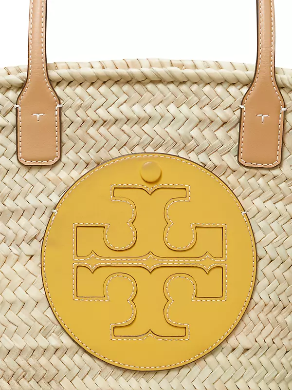 Tory Burch Ella Straw Basket Tote in Natural /Golden Sunset
